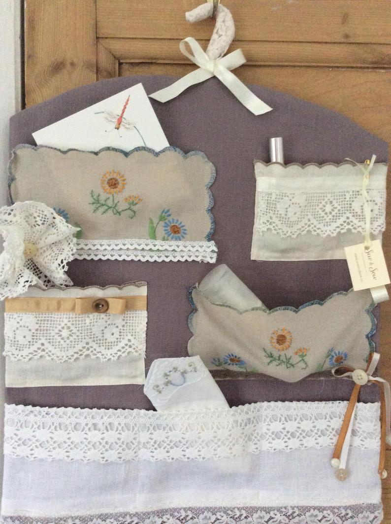 Wall Hanging - grey with pockets