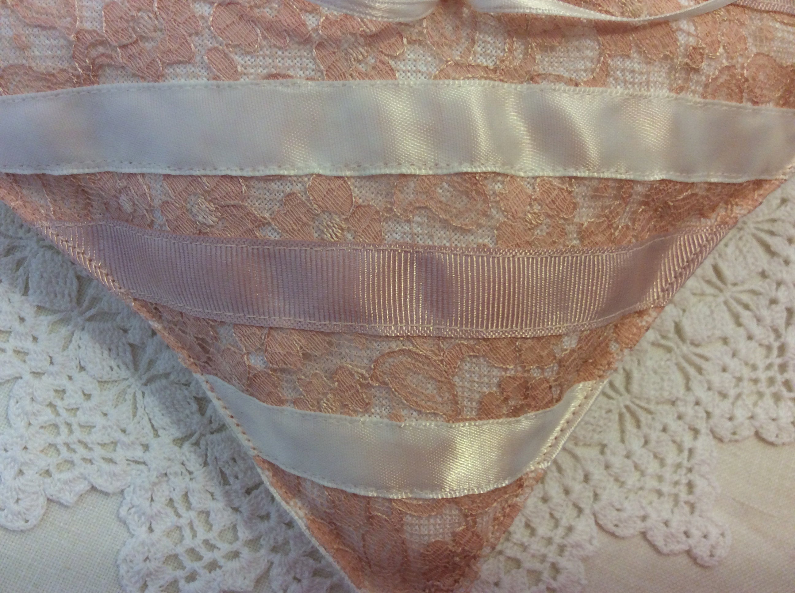 Wedding Pillow - peach lace