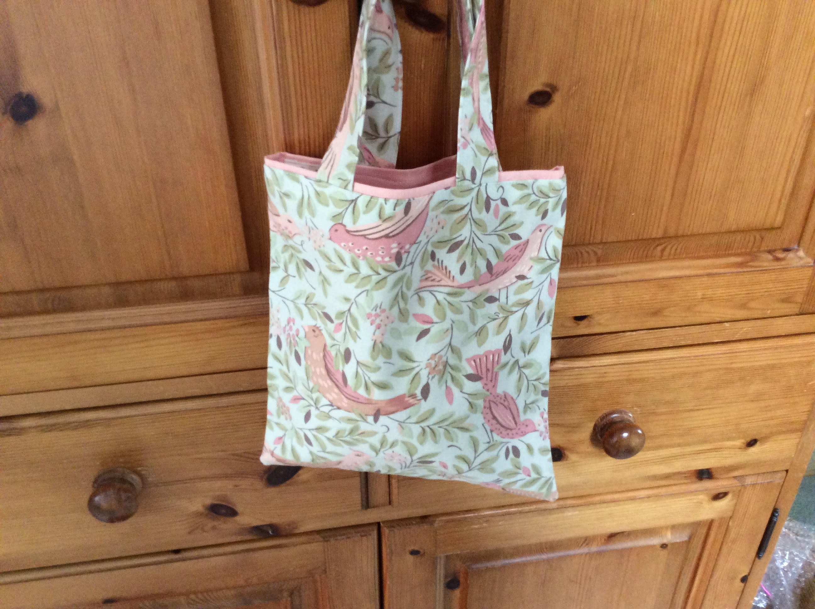 Small Tote Bag - pink bird