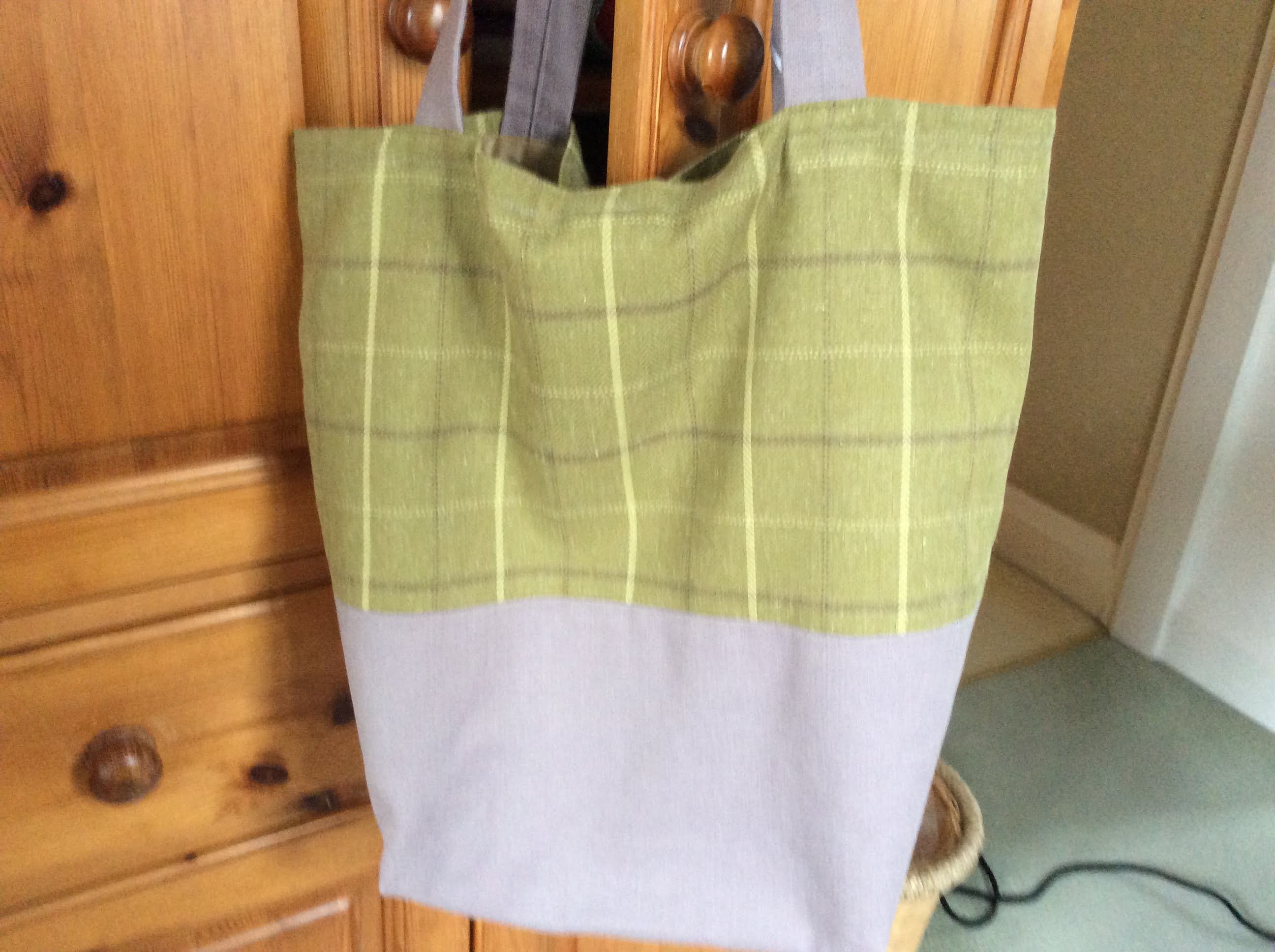 Large Tote bag - green tartan