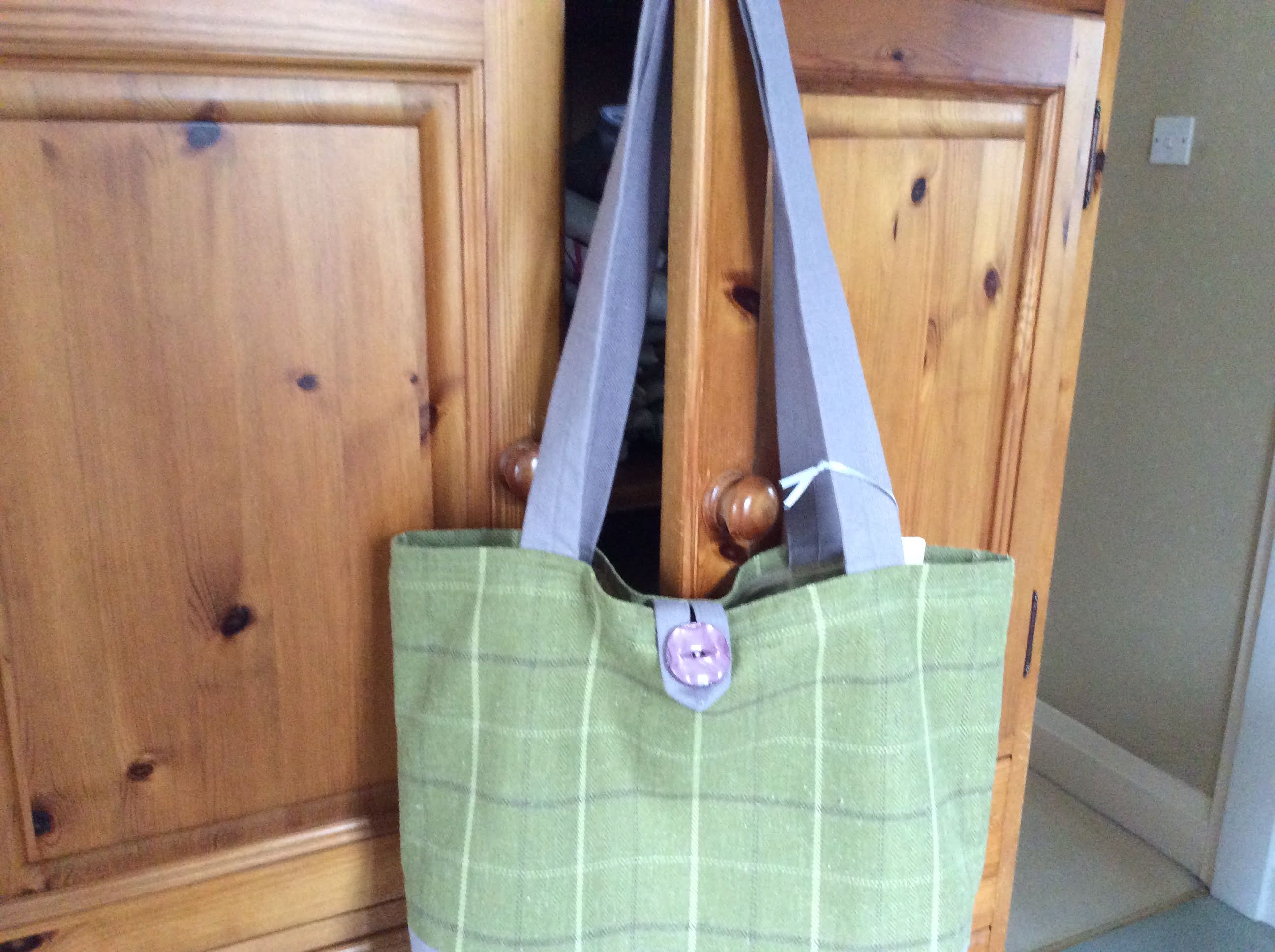 Large Tote bag - green tartan