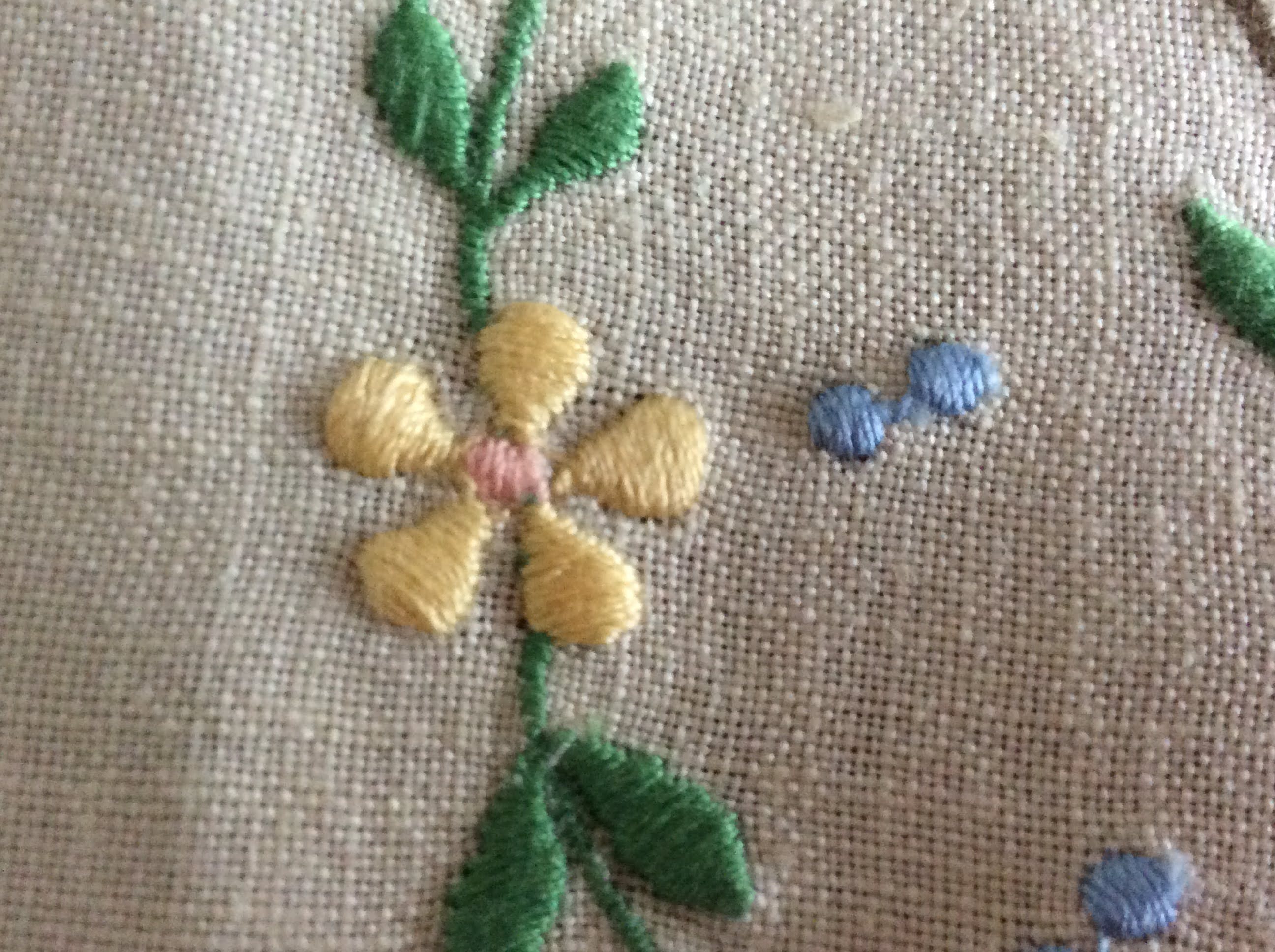 Embroidered Tray Cloth - pale flowers