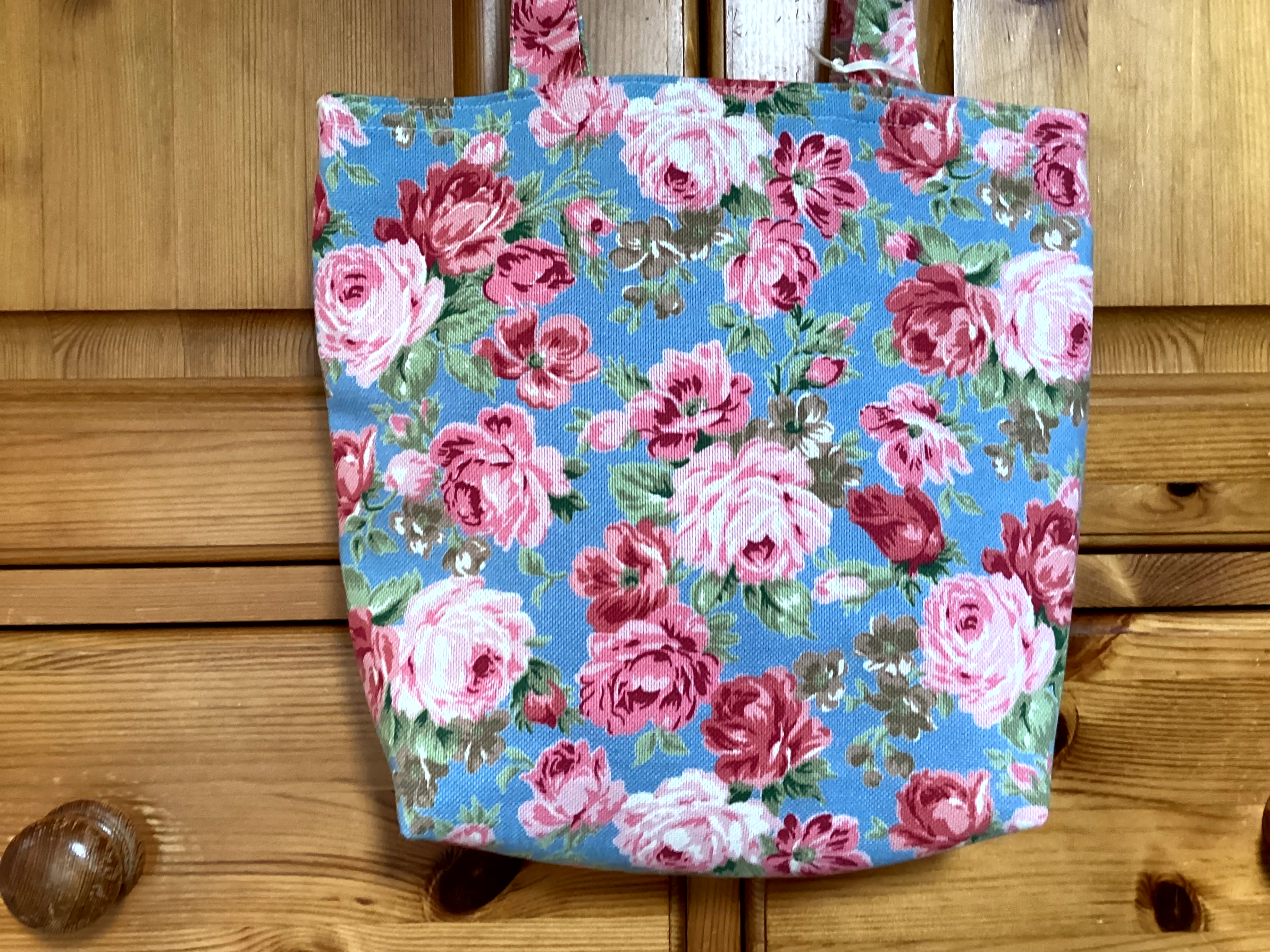 Handheld Bag - denim with flowers