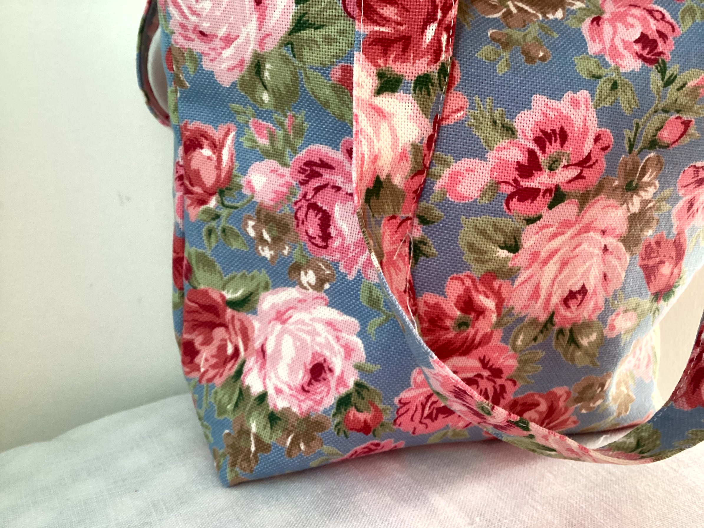 Handheld Bag - denim with flowers
