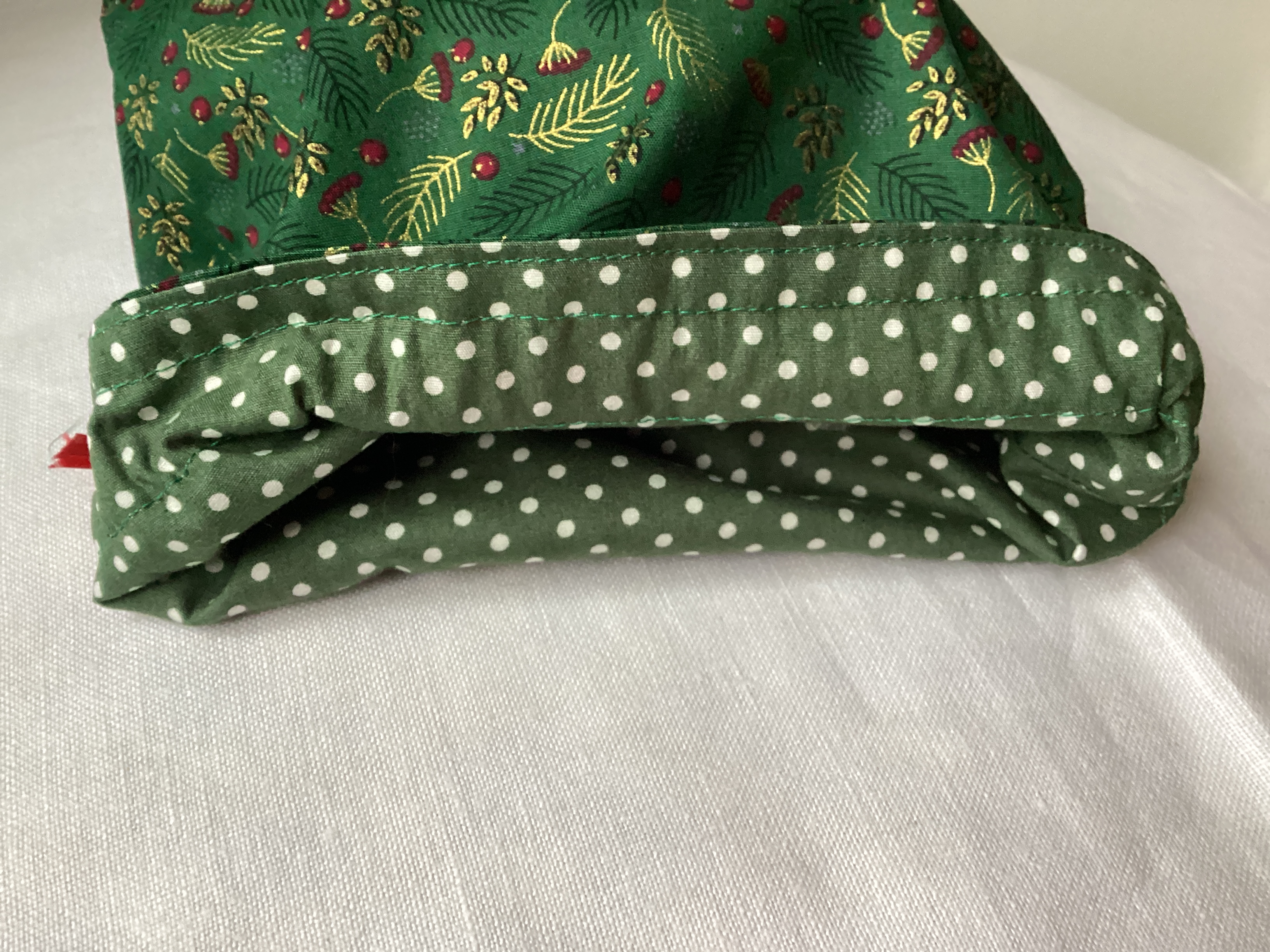 Christmas Gift Bag - green with leaves and berries