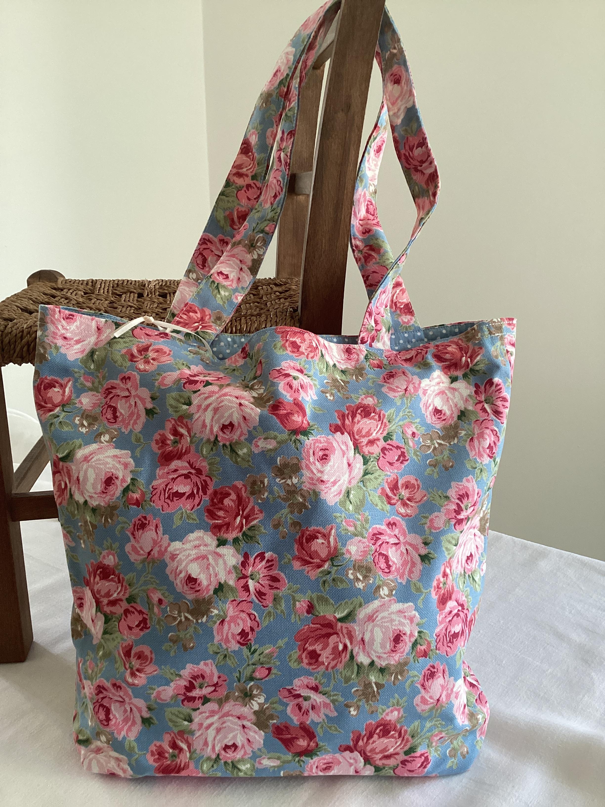 Tote Bag - denim flowers