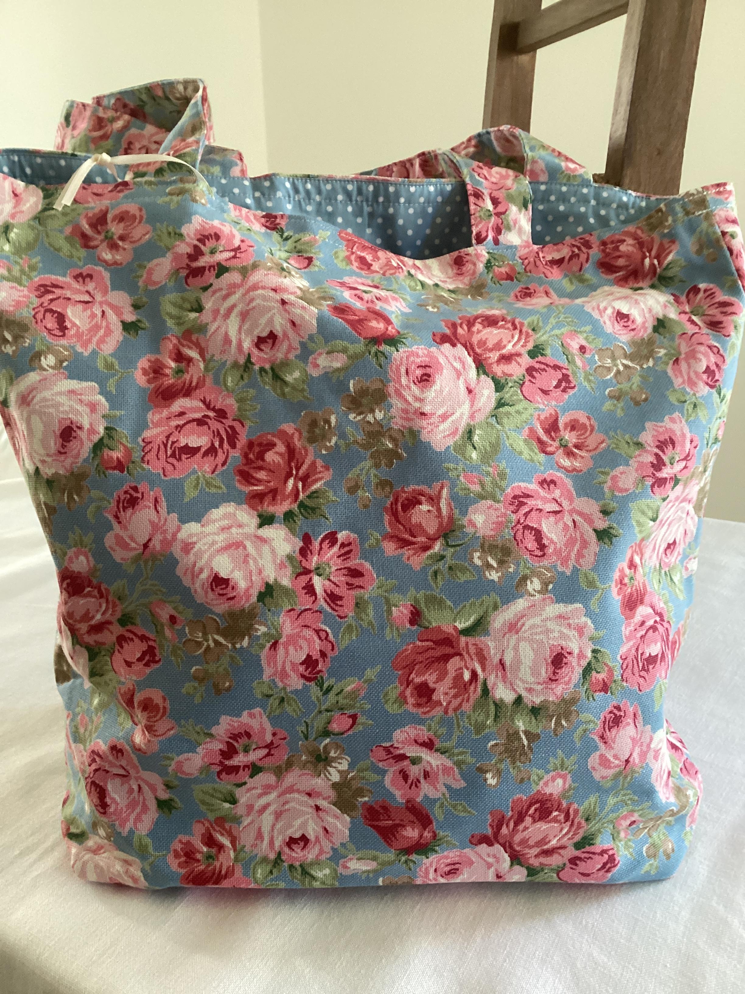 Tote Bag - denim flowers