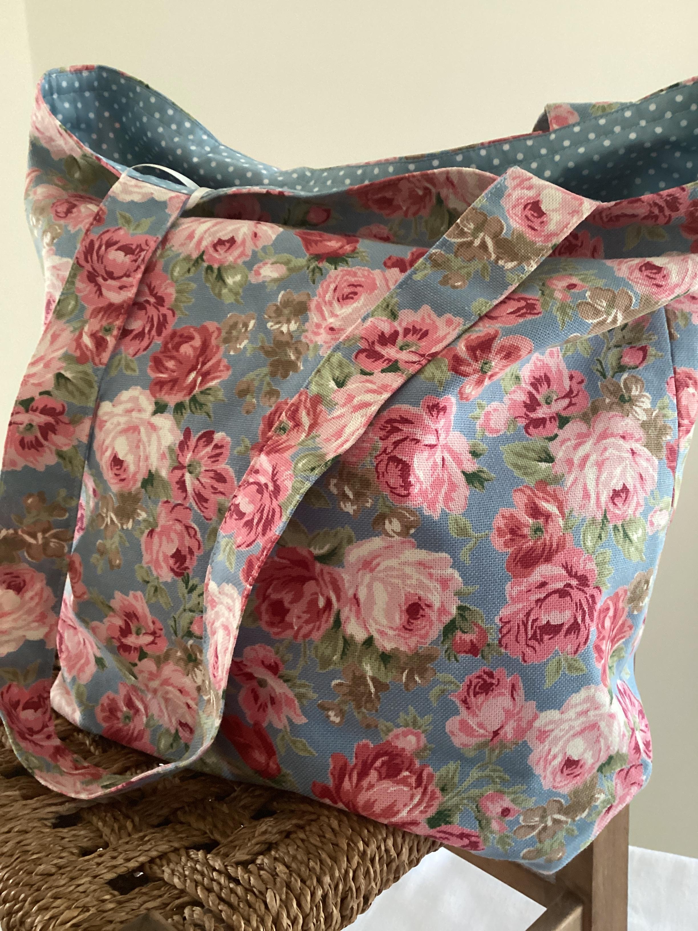 Tote Bag - denim flowers