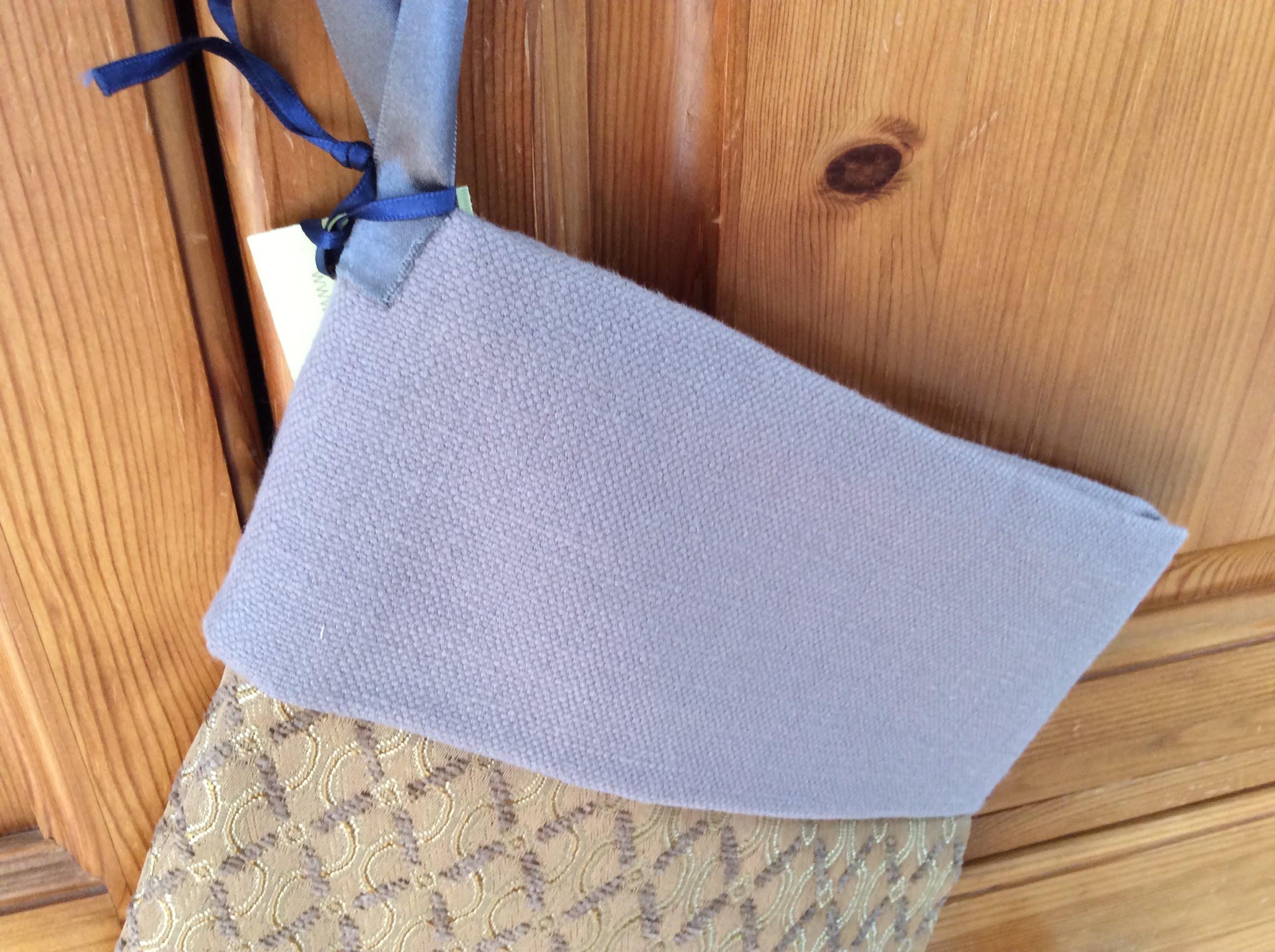 Christmas Stocking - gold brocade with grey cuff