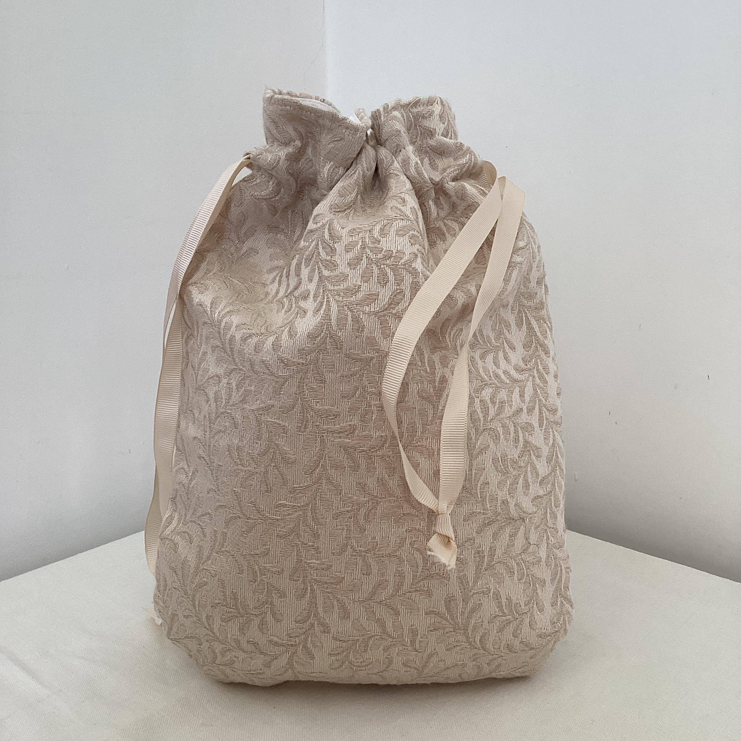 Drawstring Bag - brocade and lace