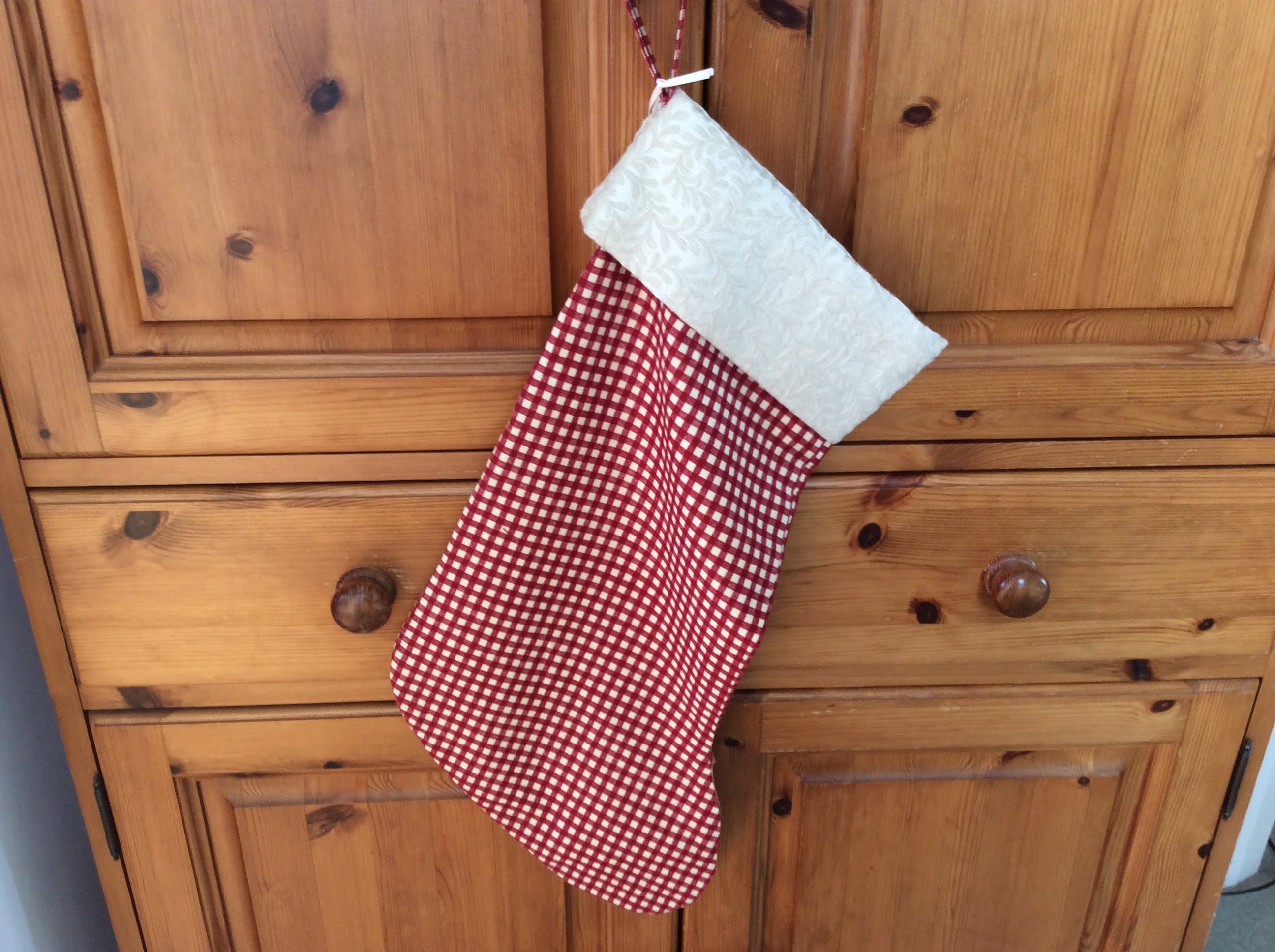 Christmas Stocking - red check with brocade cuff