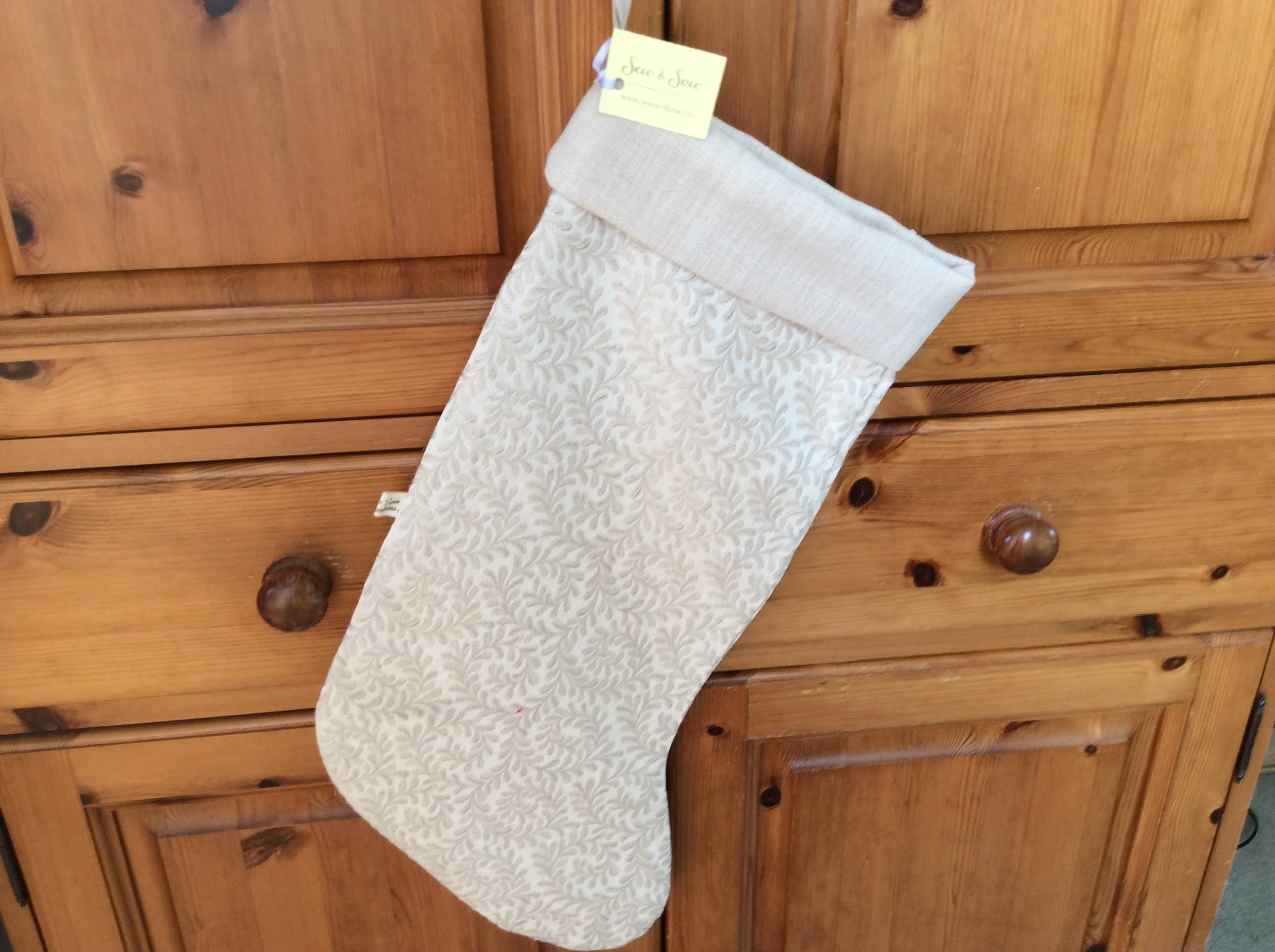 Christmas Stocking - cream brocade