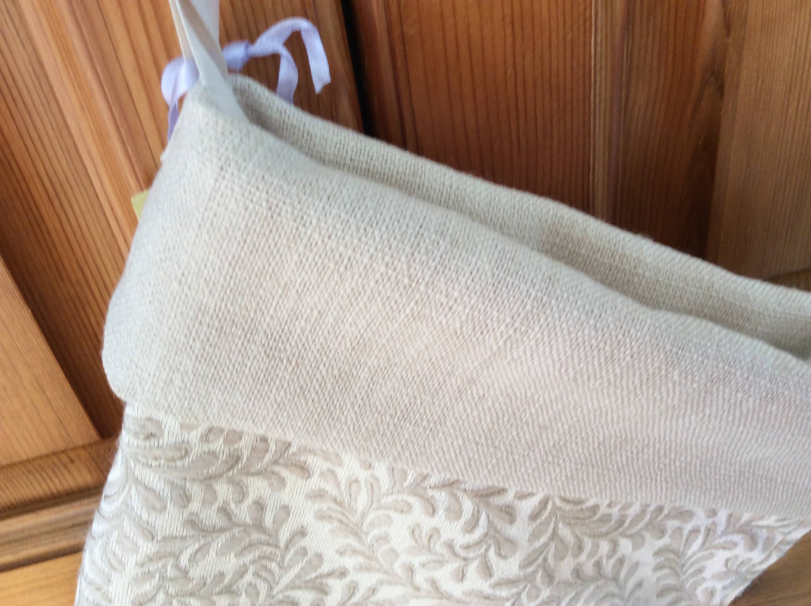 Christmas Stocking - cream brocade