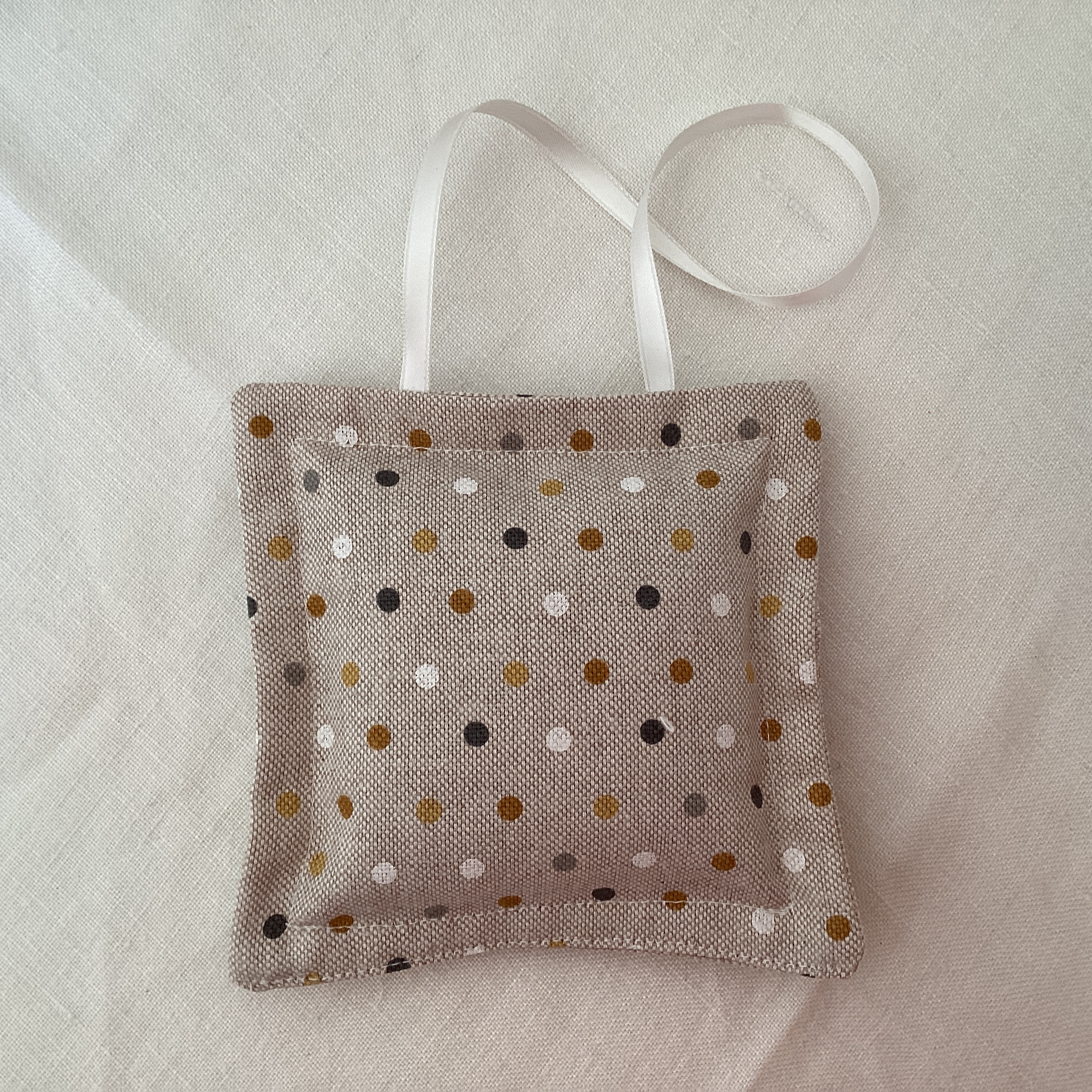 Lavender Bag - beige with mustard and white spots