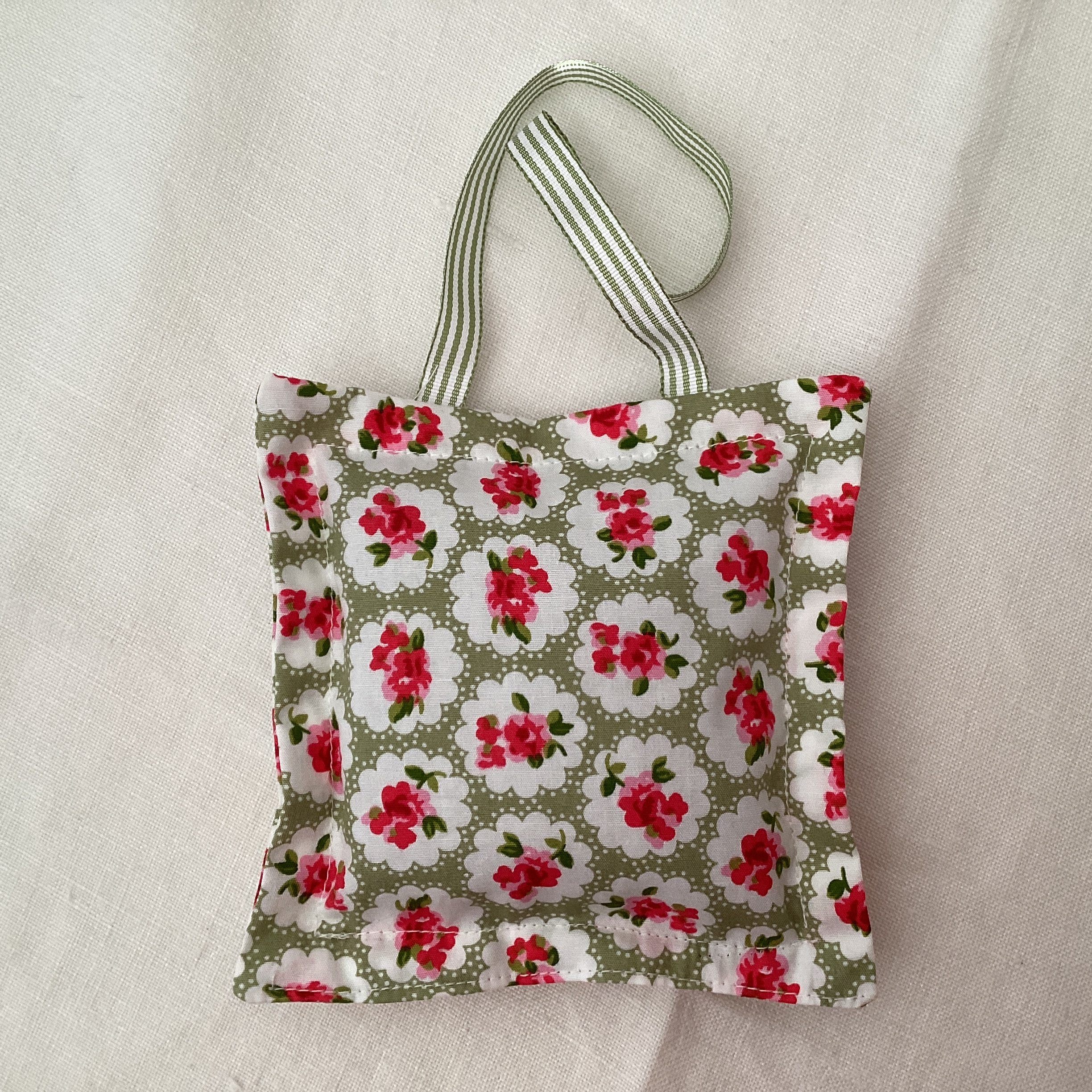 Lavender Bag - red flowers in green