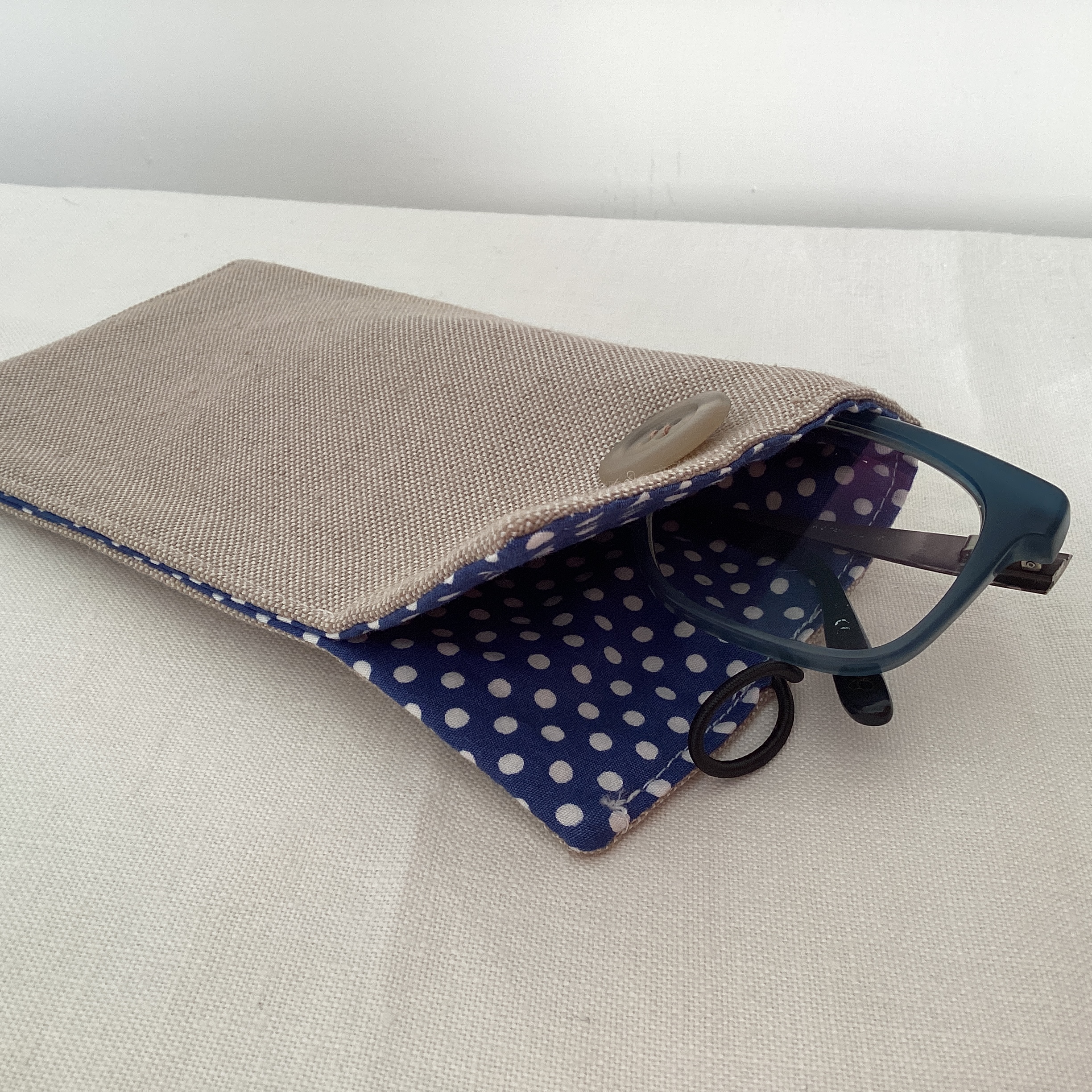 Glasses Case - blue spotty inside