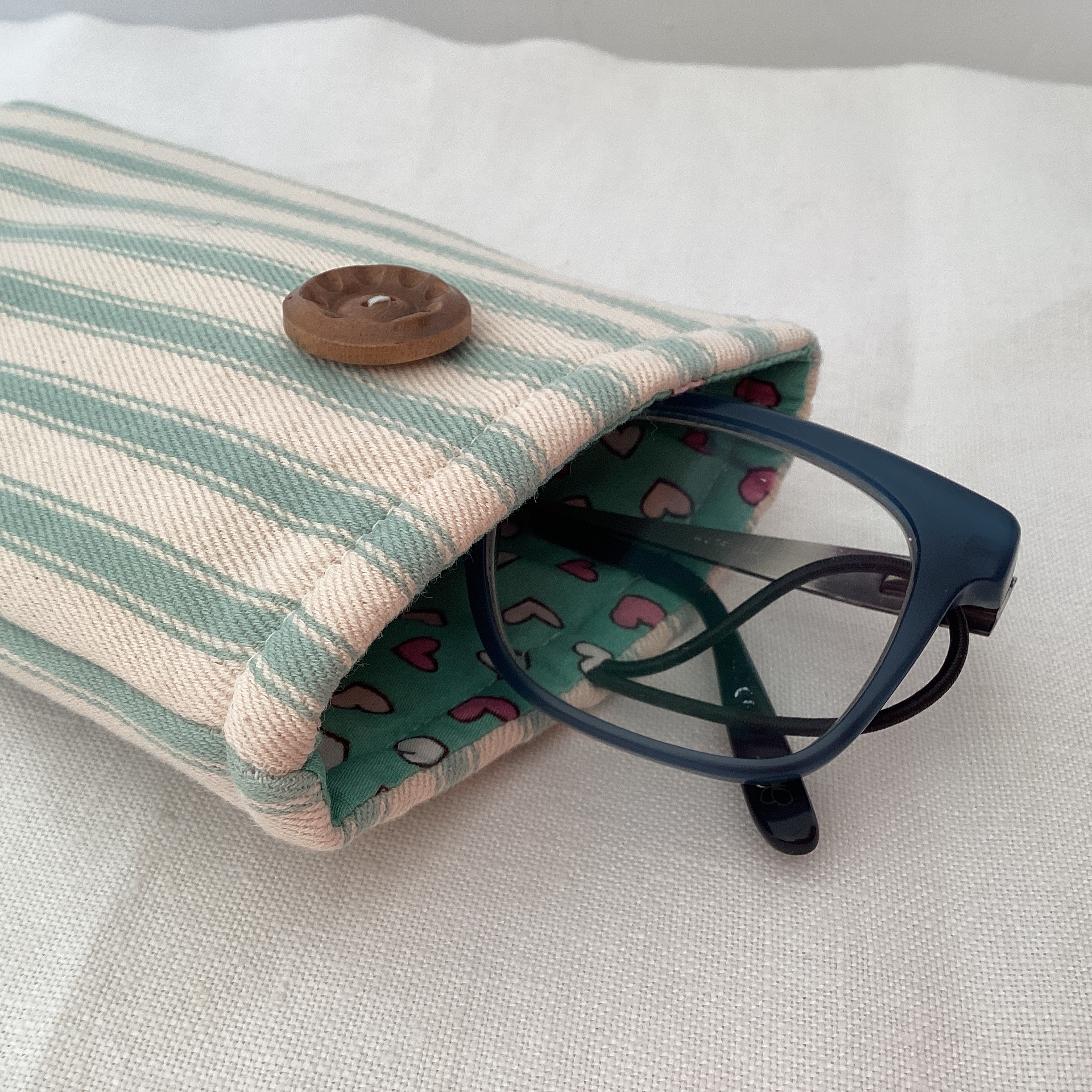 Glasses Case - turquoise stripe