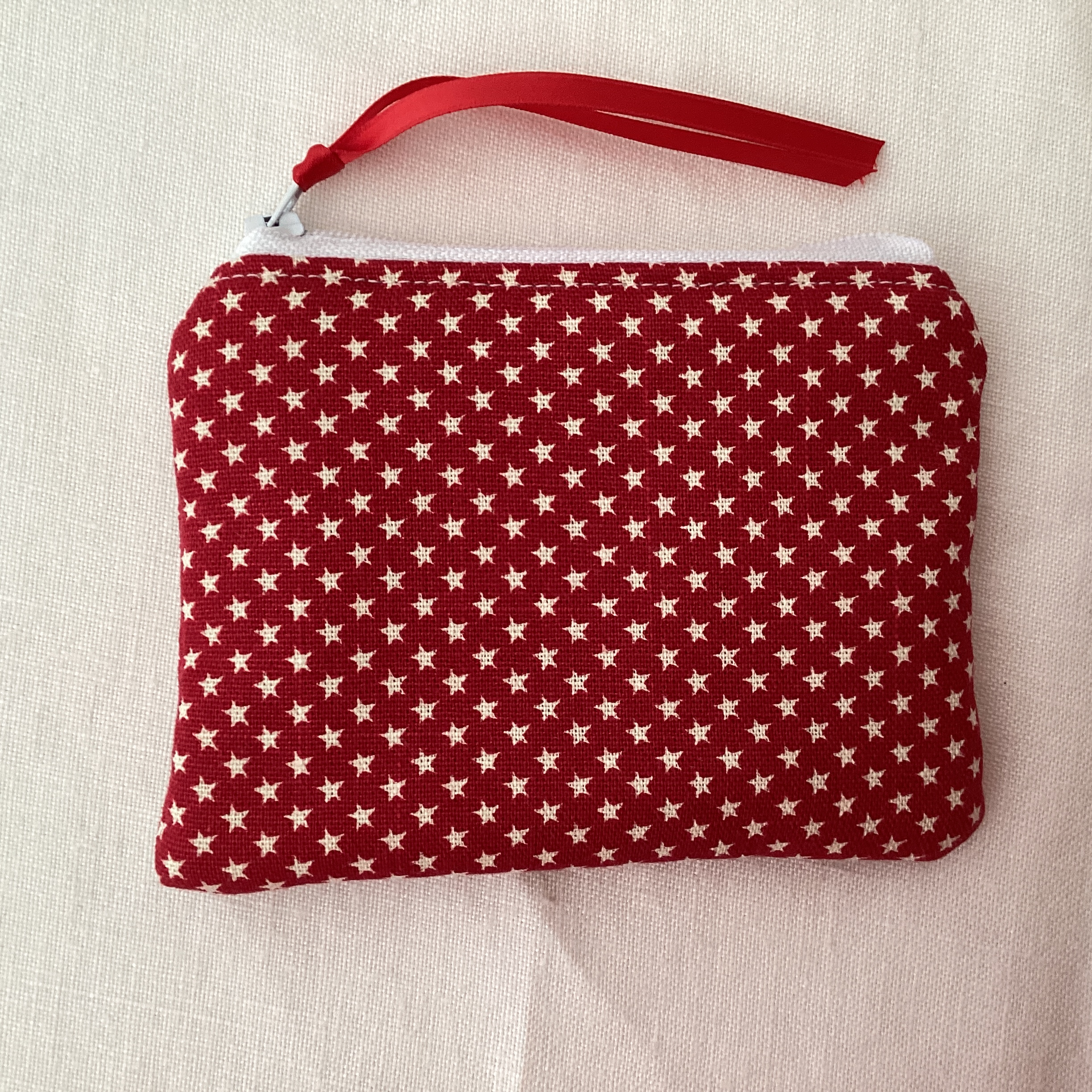 Zipped Coin Purse - red and white stars