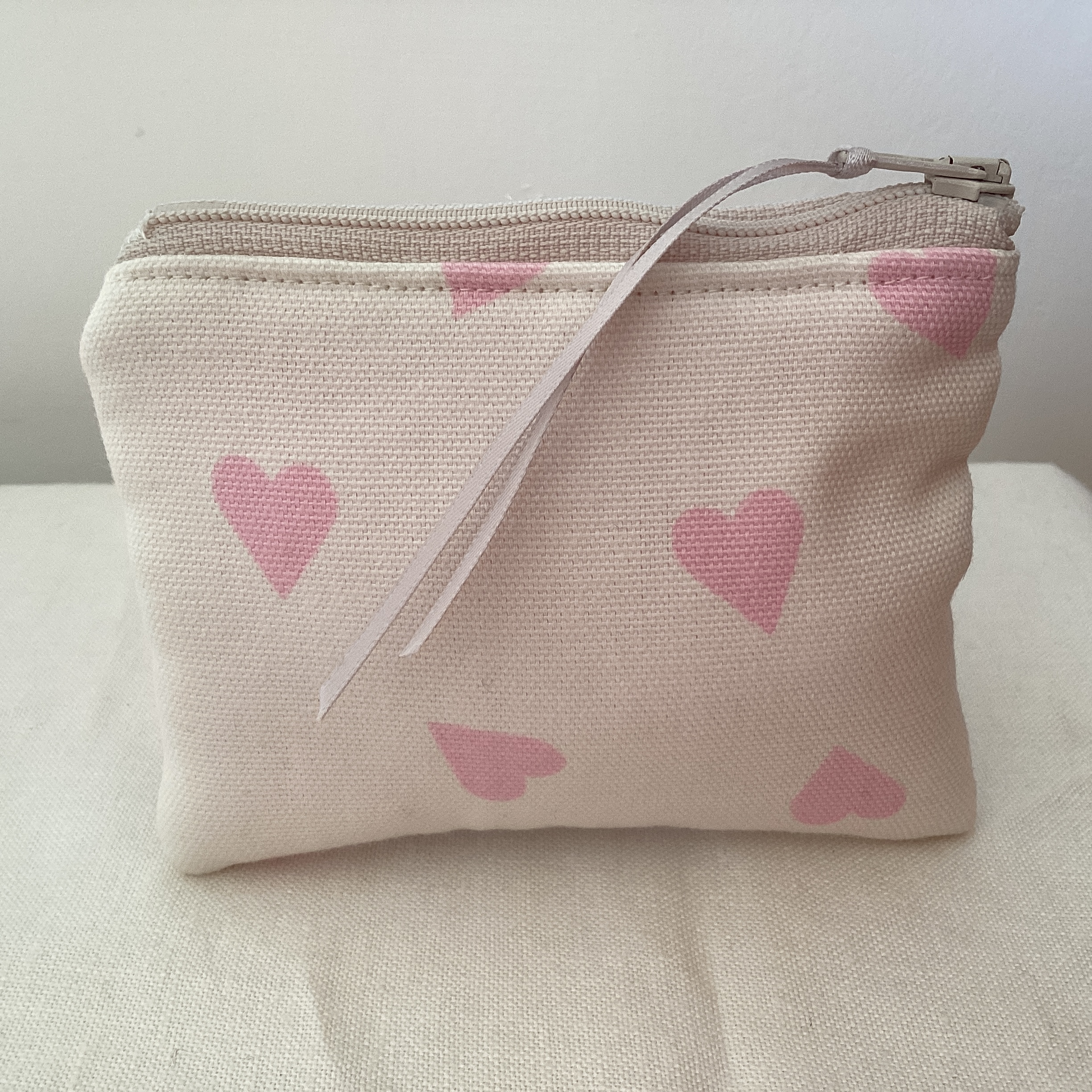 Zipped Coin Purse - pink heart