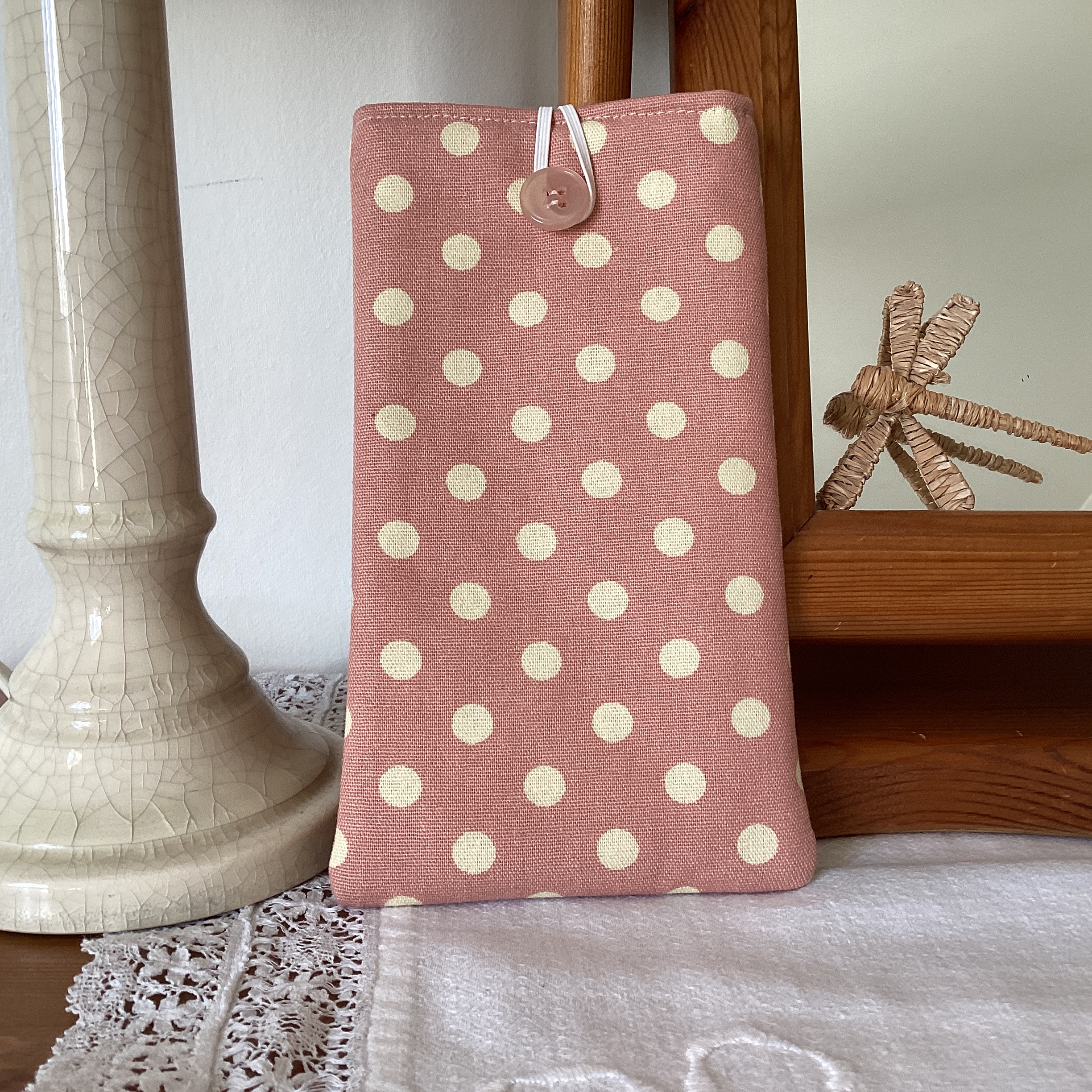 Glasses Case - pink and white spot