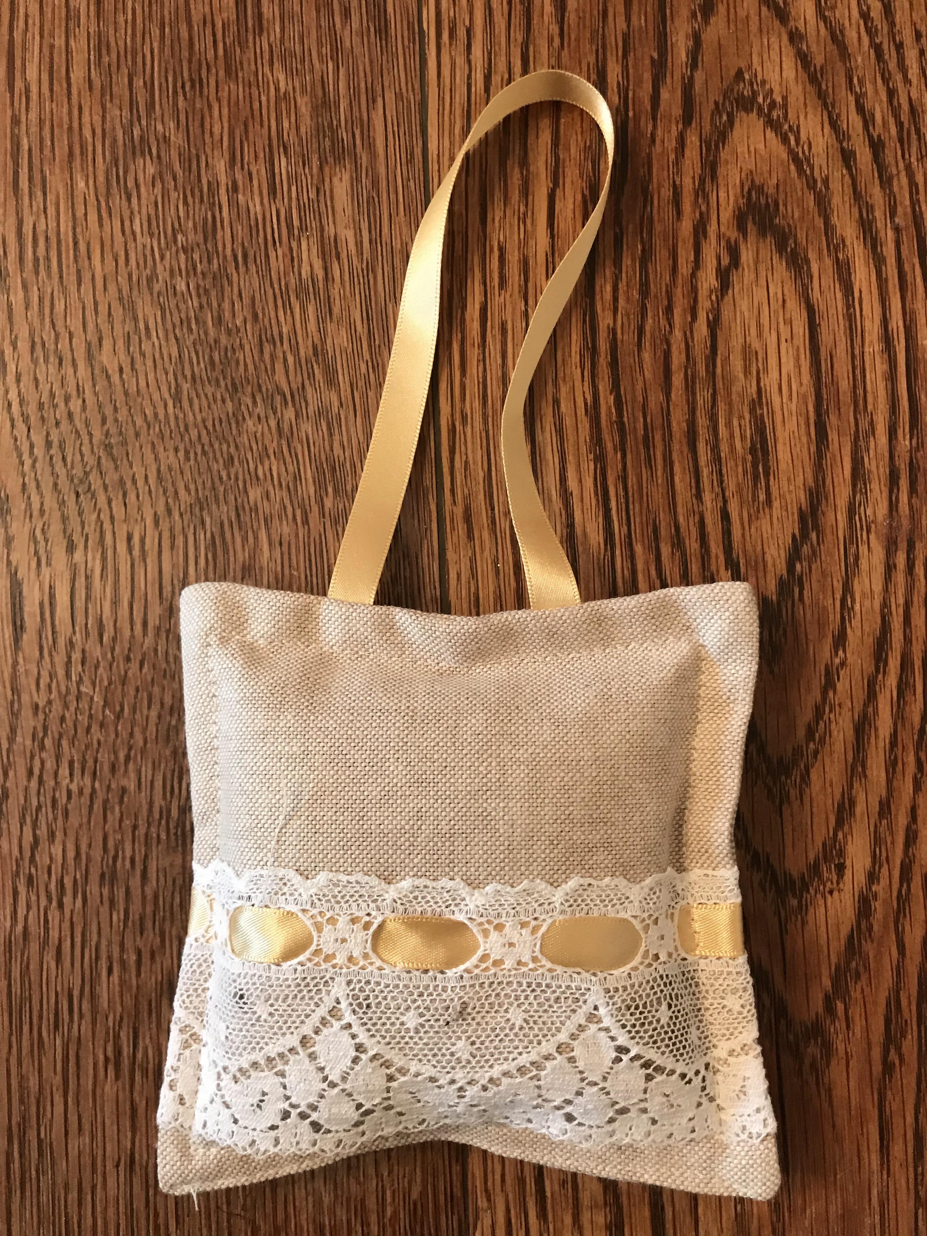 Lavender Bag - lace and gold ribbon