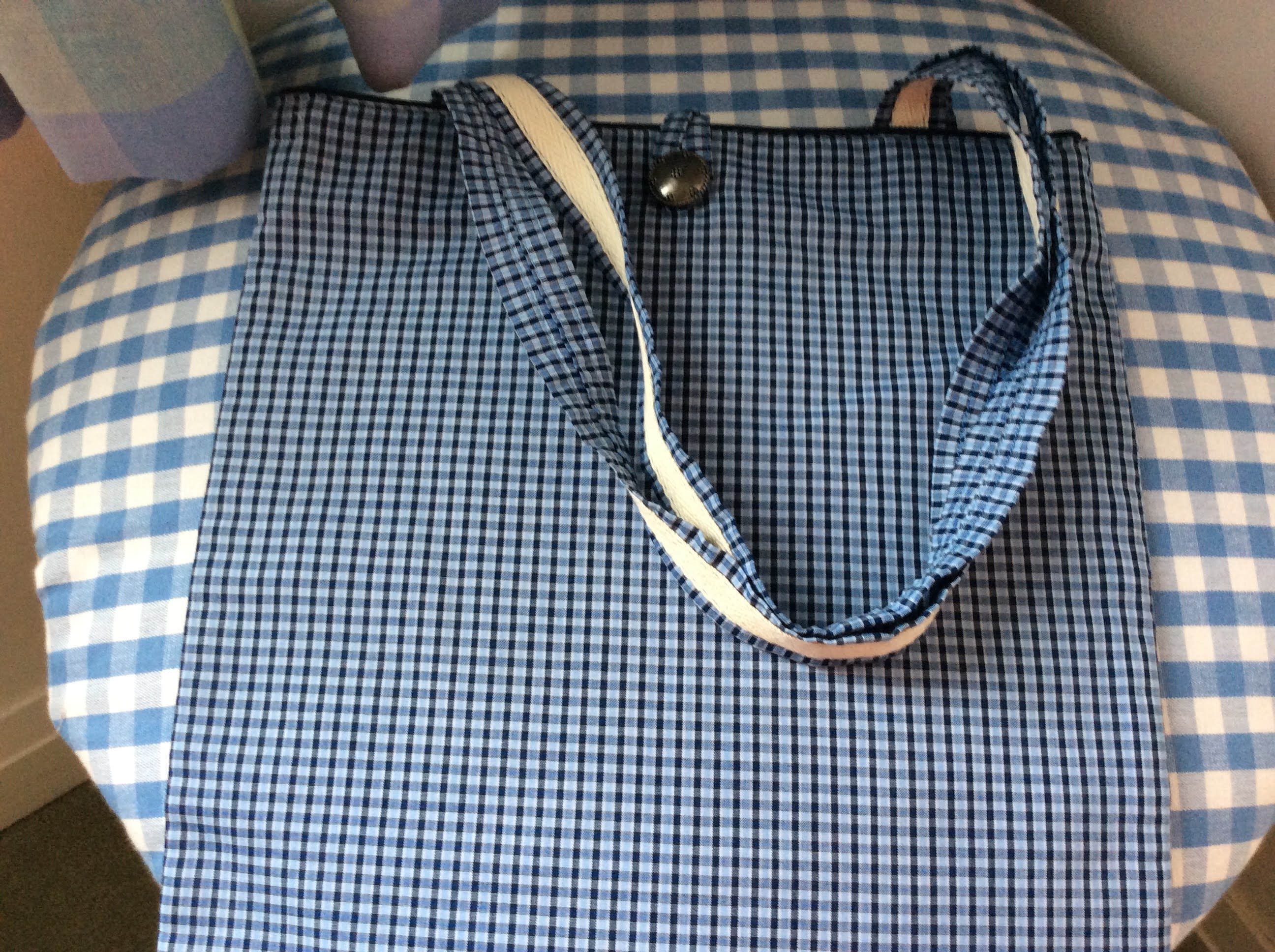 Tote Bag - blue check