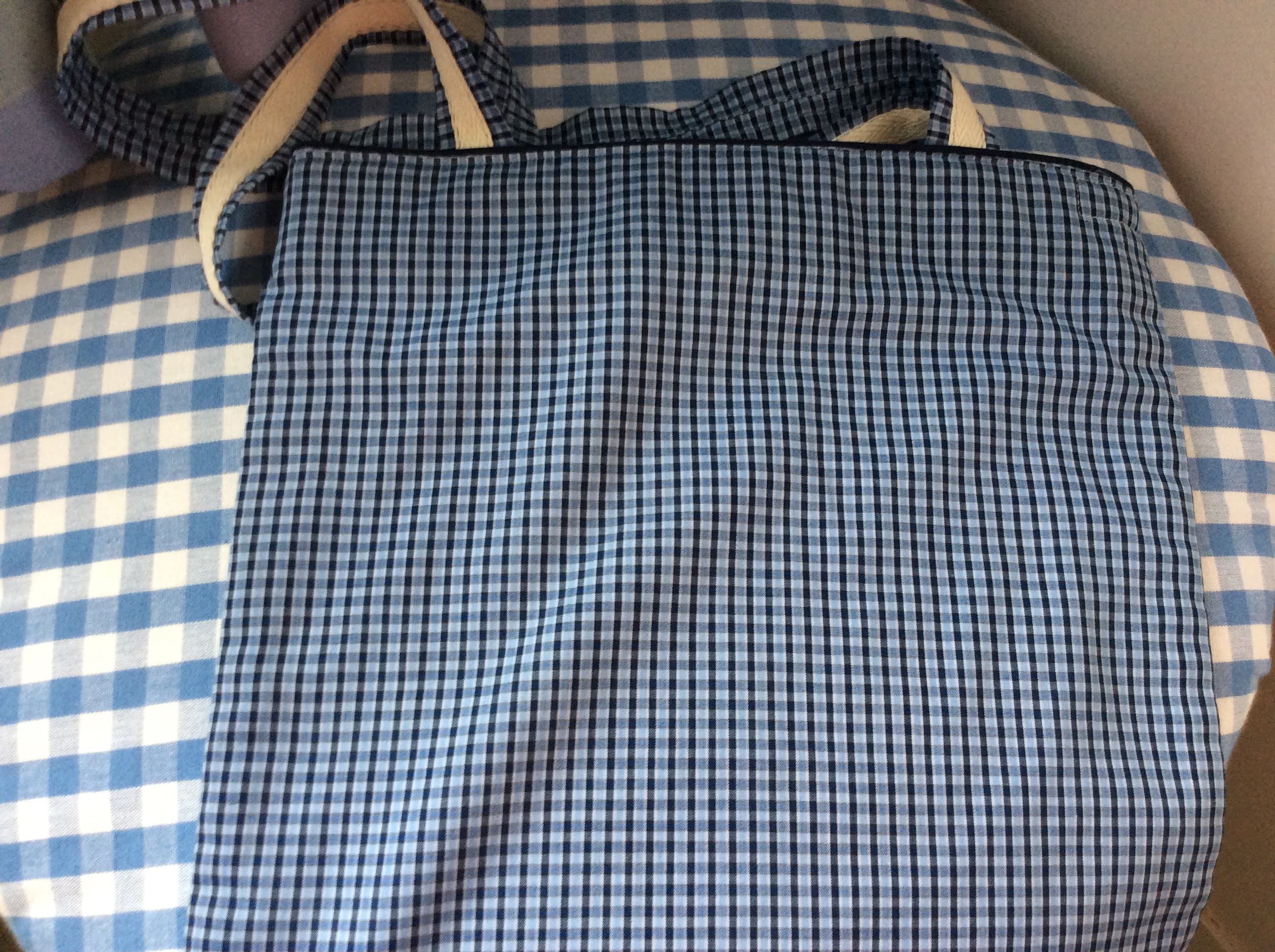 Tote Bag - blue check