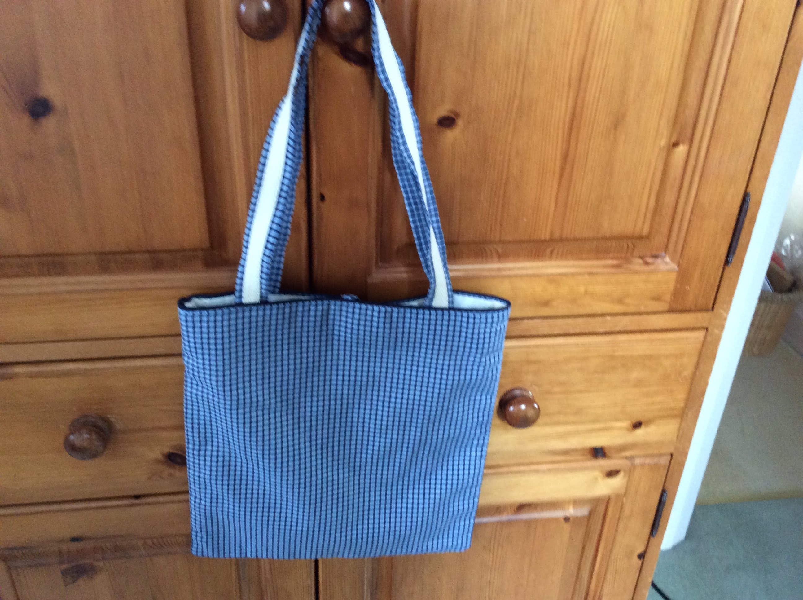 Tote Bag - blue check