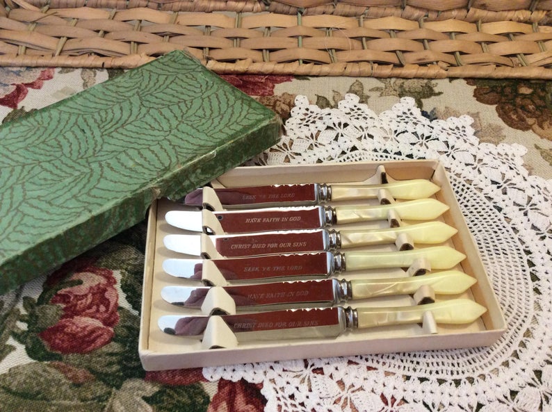Vintage Dessert Knives - Bible verses