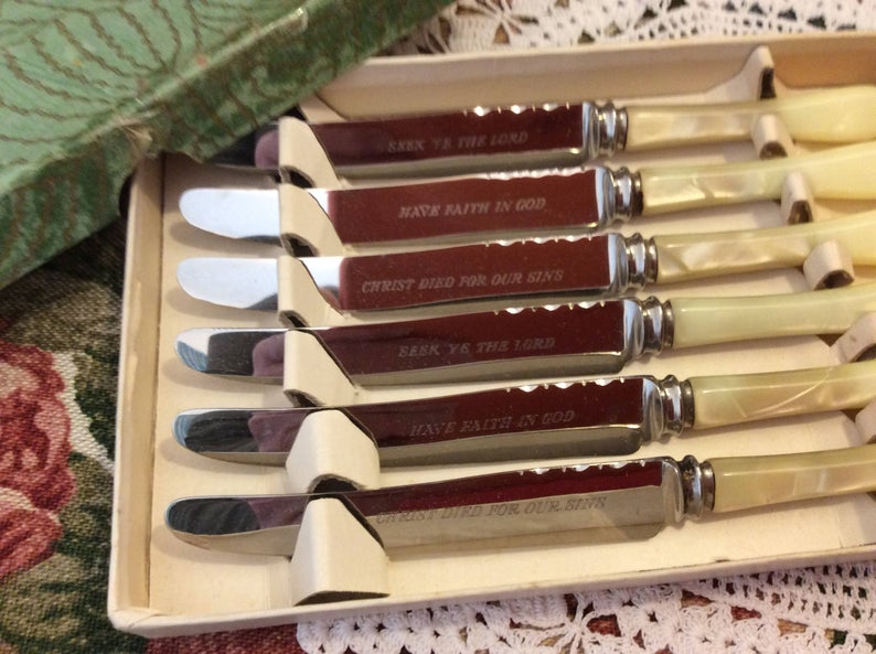 Vintage Dessert Knives - Bible verses