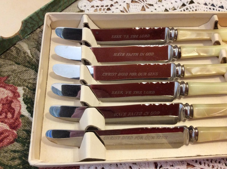 Vintage Dessert Knives - Bible verses