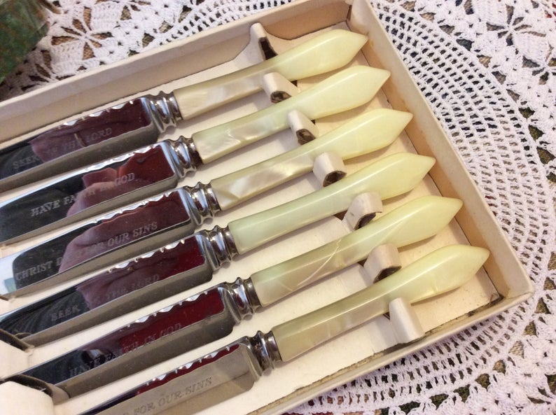 Vintage Dessert Knives - Bible verses