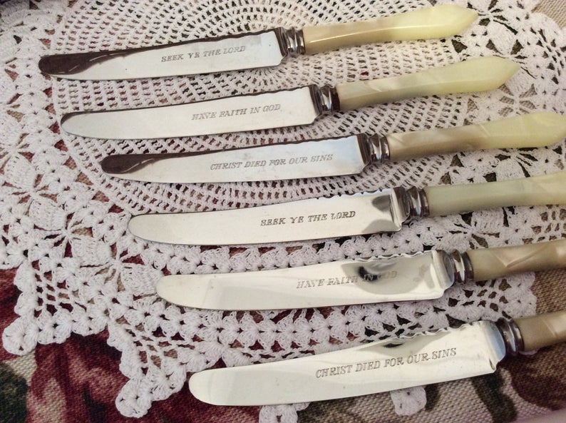 Vintage Dessert Knives - Bible verses