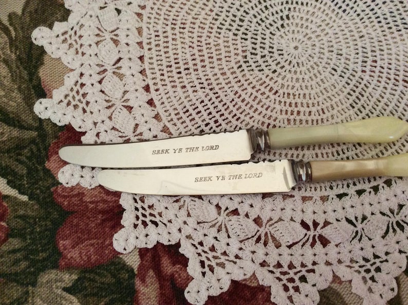 Vintage Dessert Knives - Bible verses
