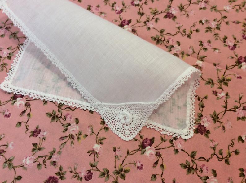 Vintage Handkerchief - crocheted corner