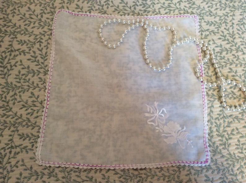 Vintage Handkerchief - purple edge