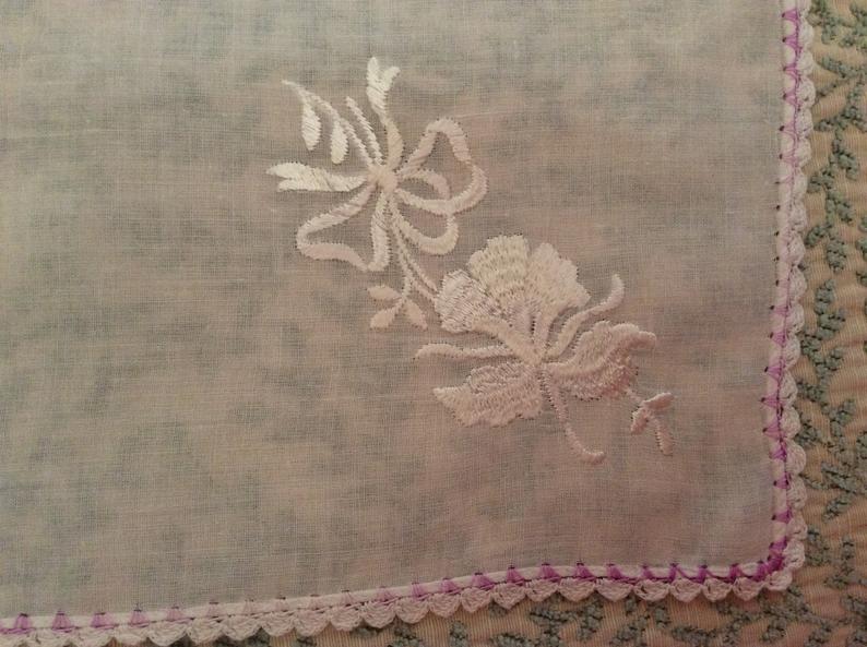 Vintage Handkerchief - purple edge