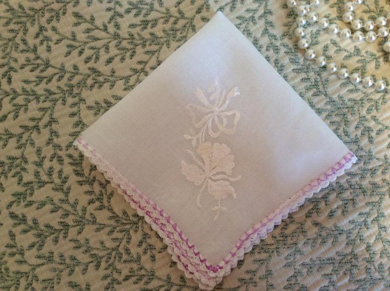 Vintage Handkerchief - purple edge