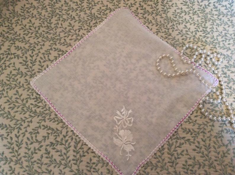 Vintage Handkerchief - purple edge