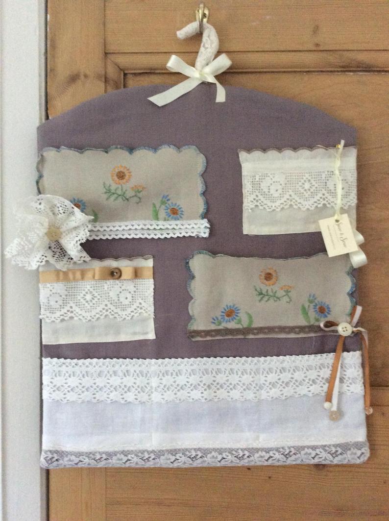 Wall Hanging - grey with pockets