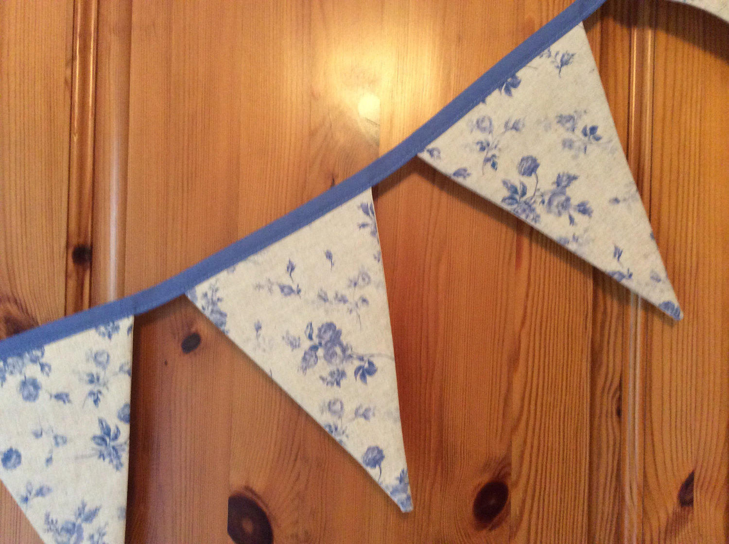 Bunting - linen and blue flowers