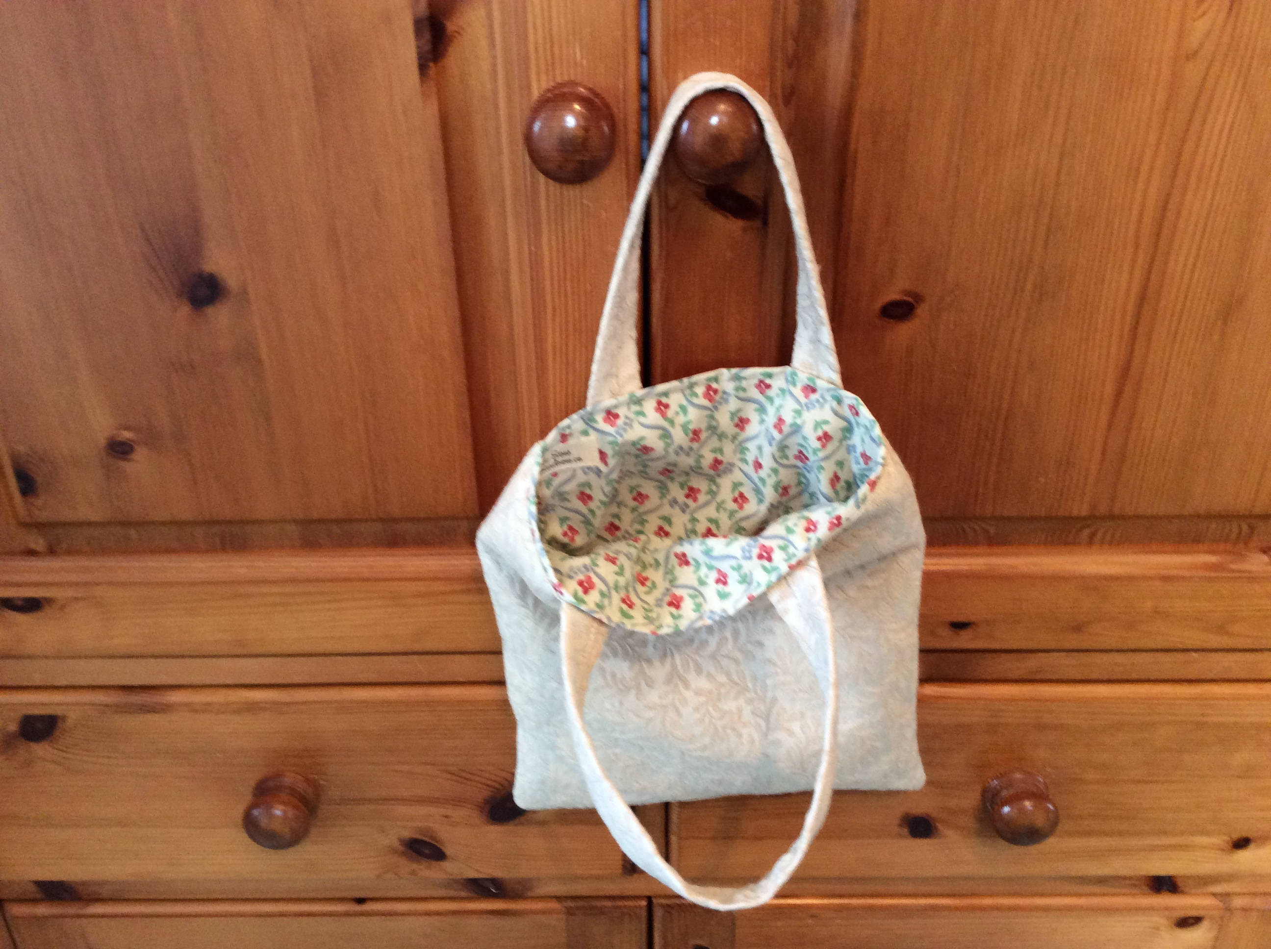 Small Tote Bag - cream and flowers