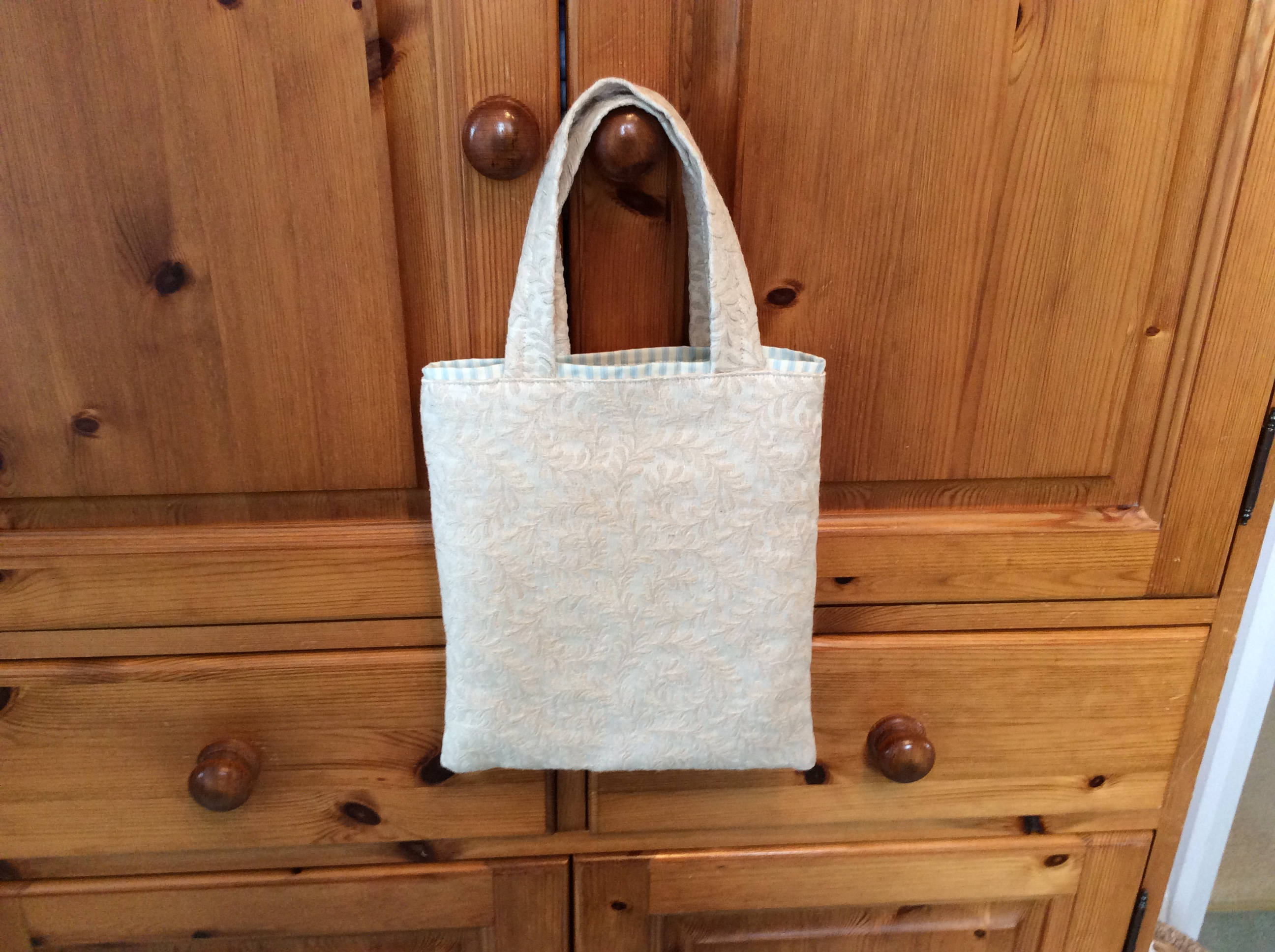 Small Tote Bag - cream and stripe