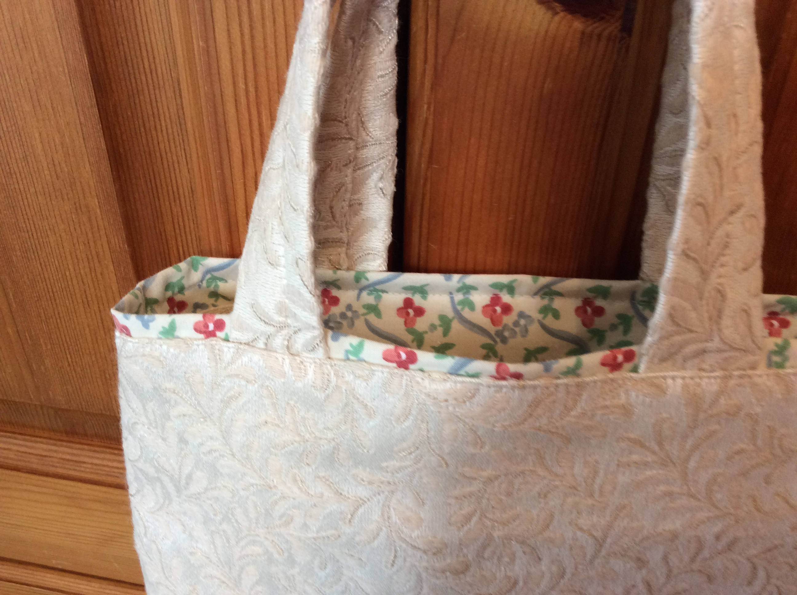 Small Tote Bag - cream and flowers