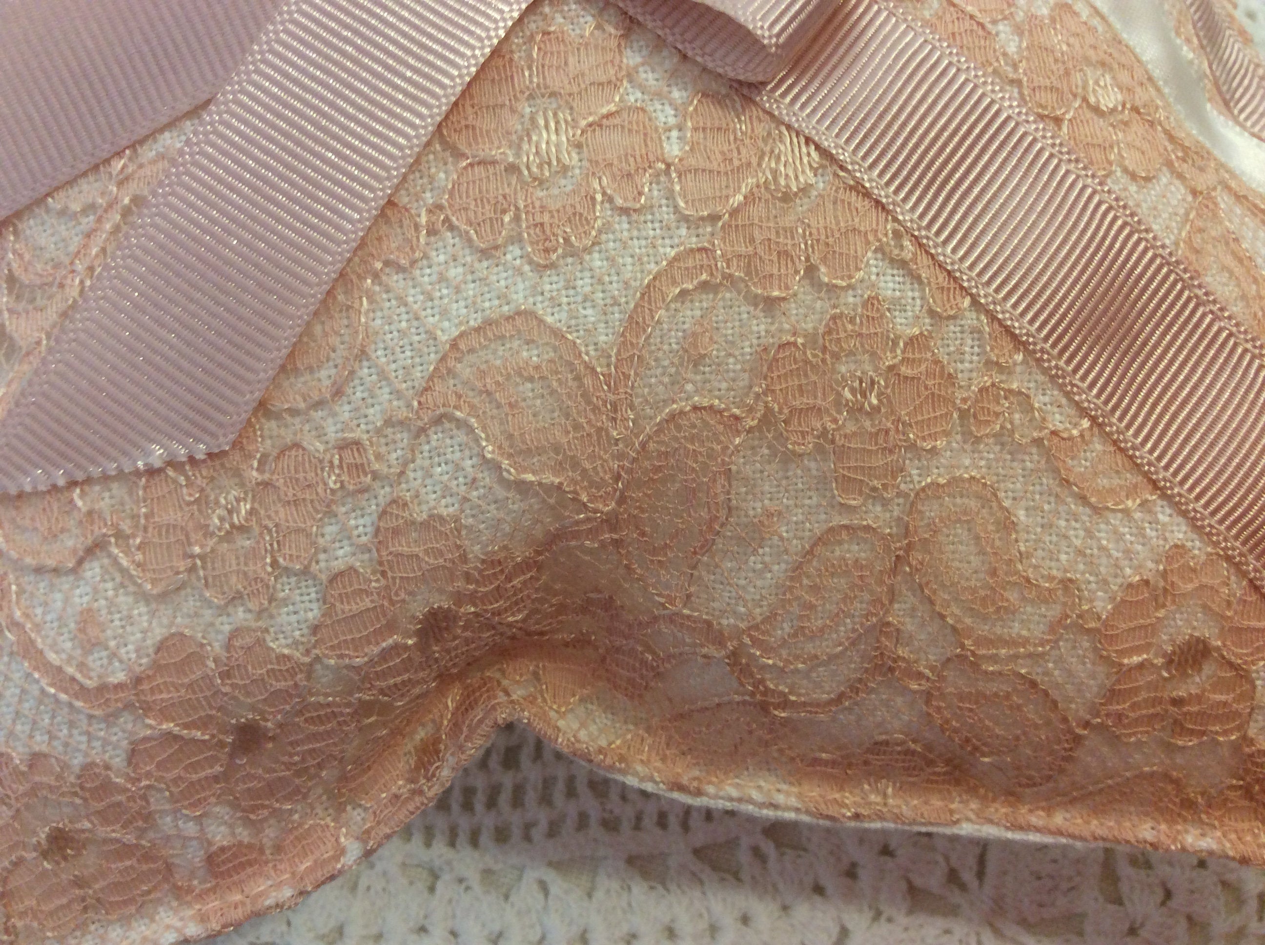 Wedding Pillow - peach lace