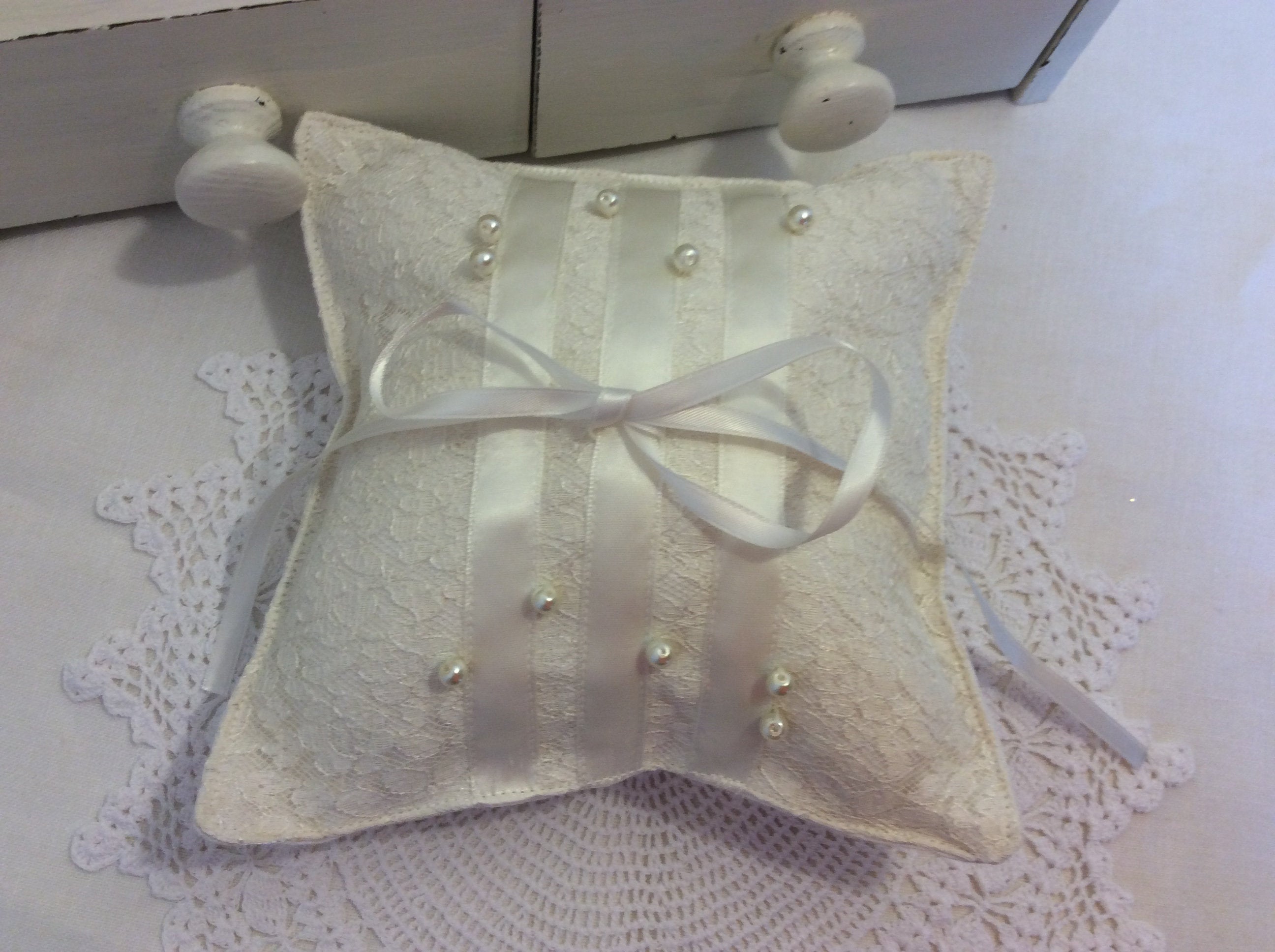 Wedding Pillow - cream lace