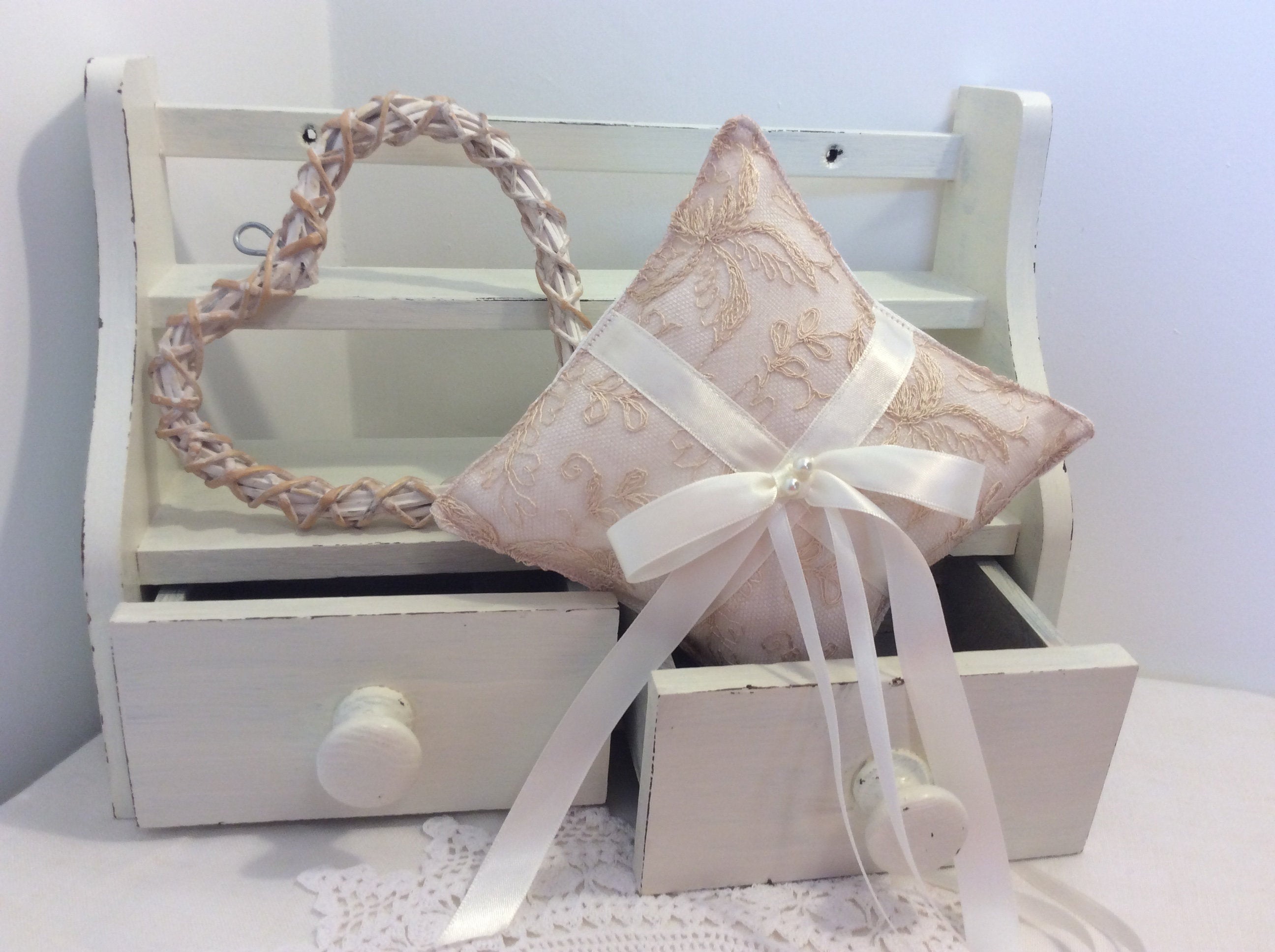 Wedding Pillow - gold lace