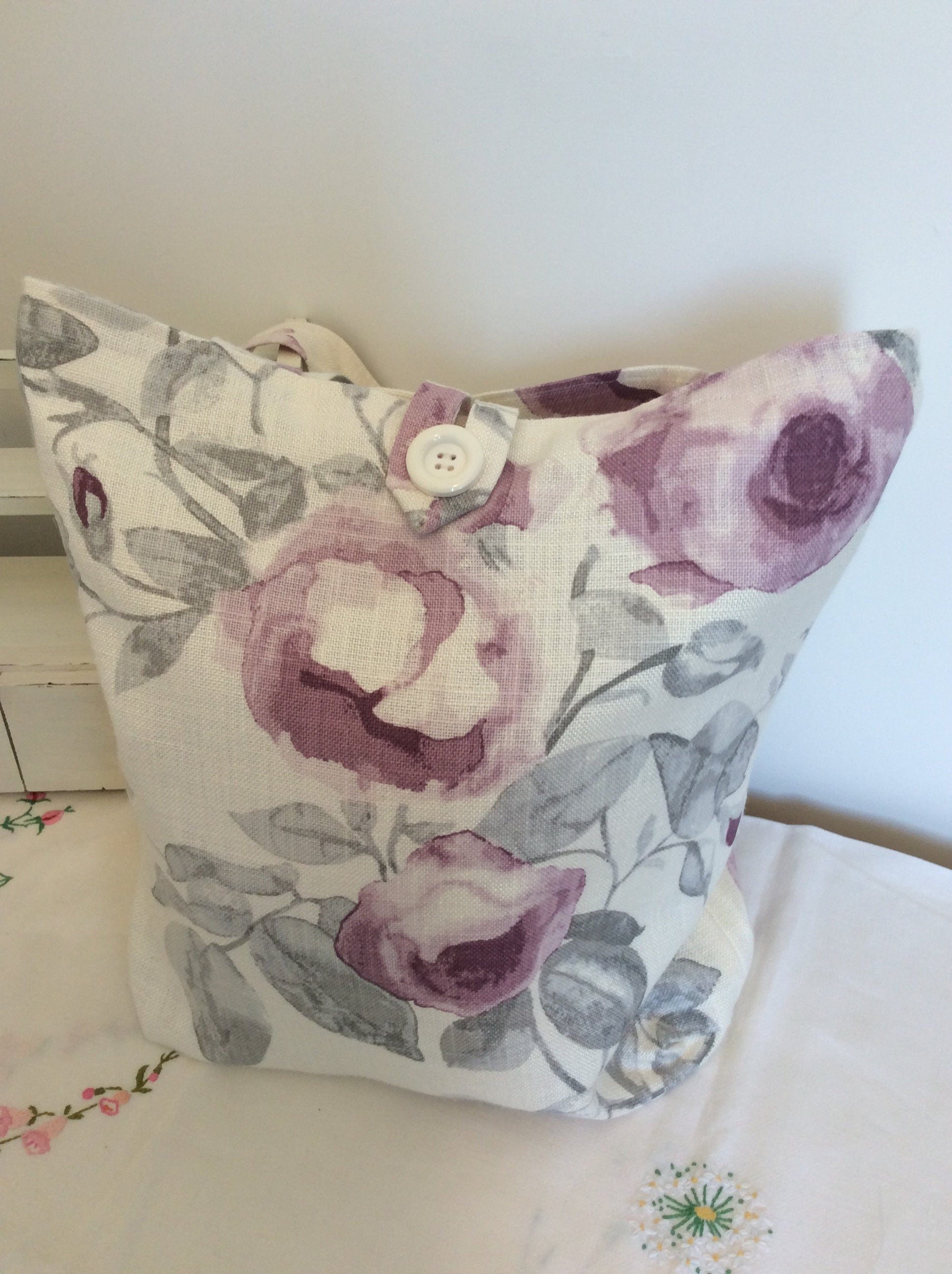 Tote Bag - large purple flowers