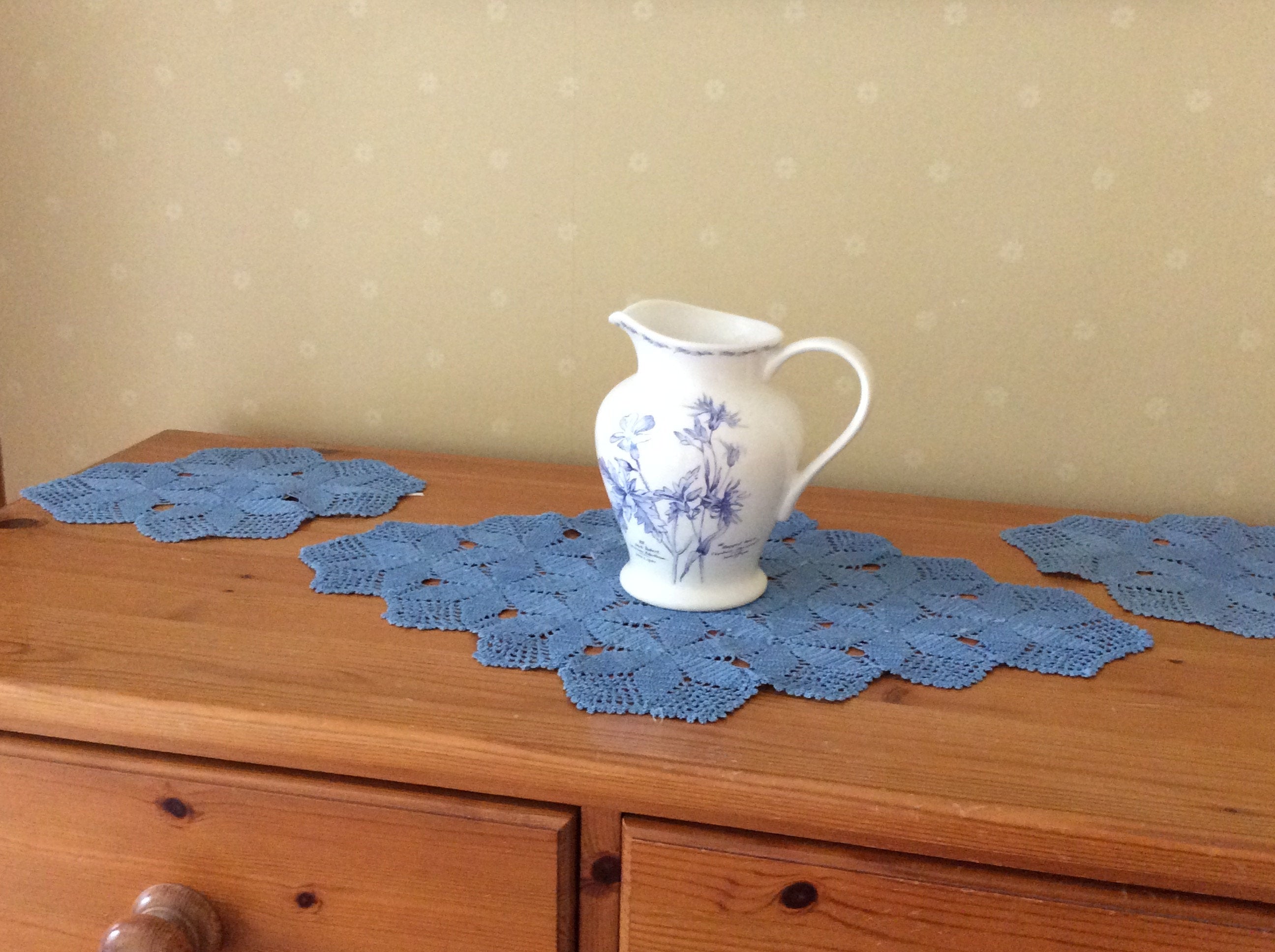 Crocheted Dressing Table Set - blue