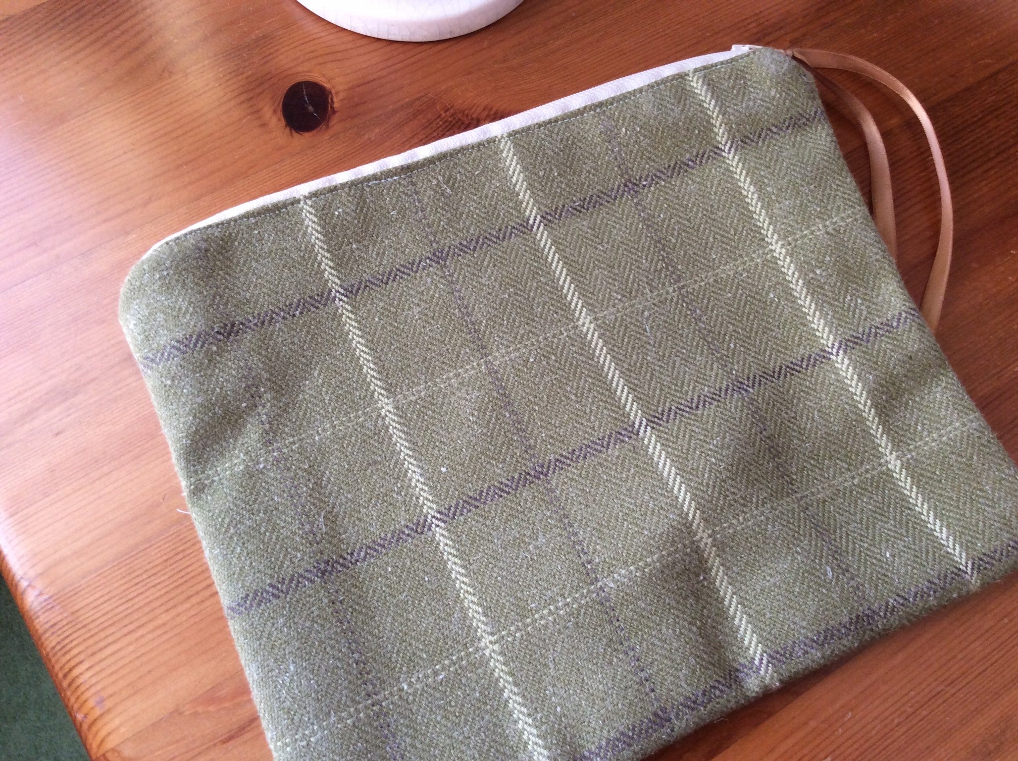 Zipped Purse - green tartan (large)